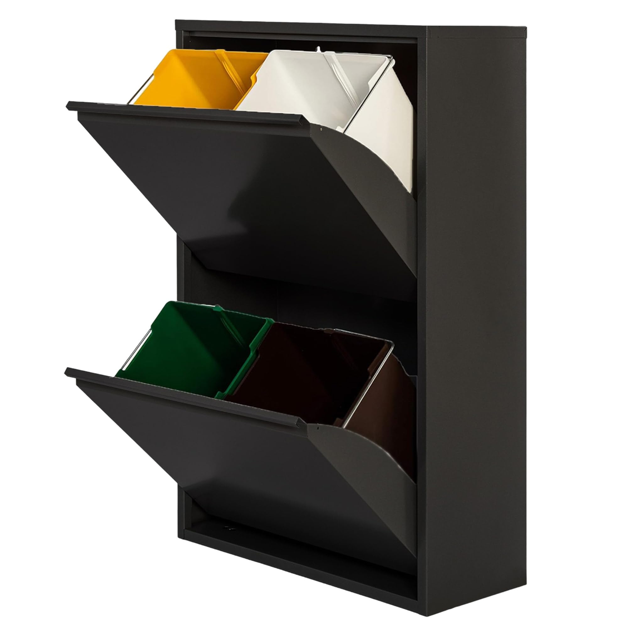 WELL HOME Pattumiera Raccolta Differenziata 4 Scomparti, Nero