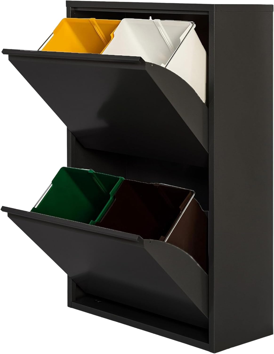 WELL HOME Pattumiera Raccolta Differenziata 4 Scomparti, Nero - immagine 1