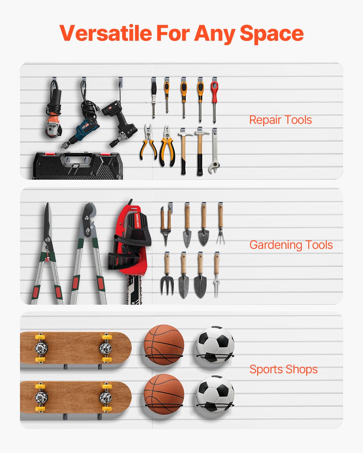 VEVOR Pannelli a Doghe per Garage con Accessori, Bianco - immagine 5