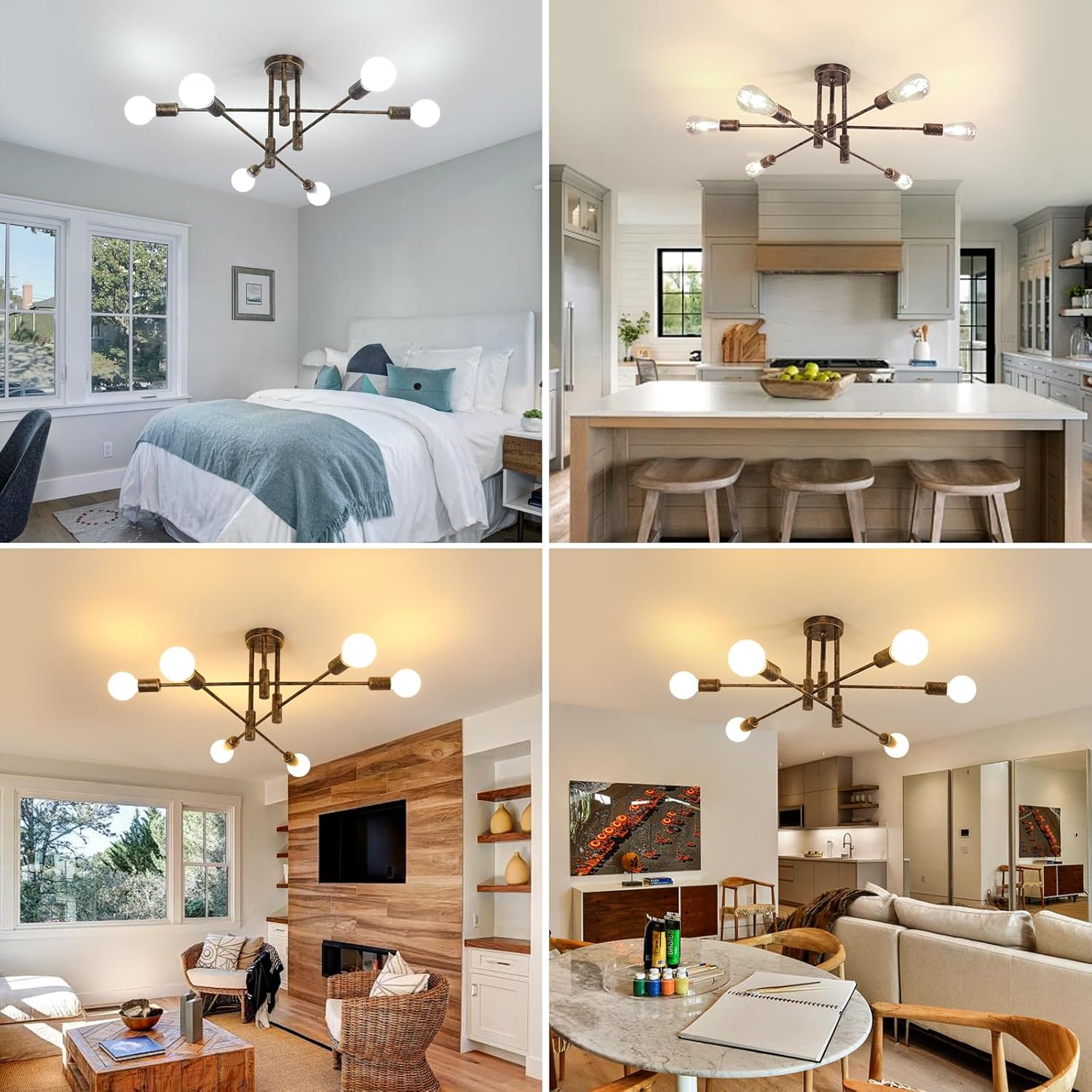 Delipop Plafoniera Bronzo Vintage 6 Luci E27 - immagine 8