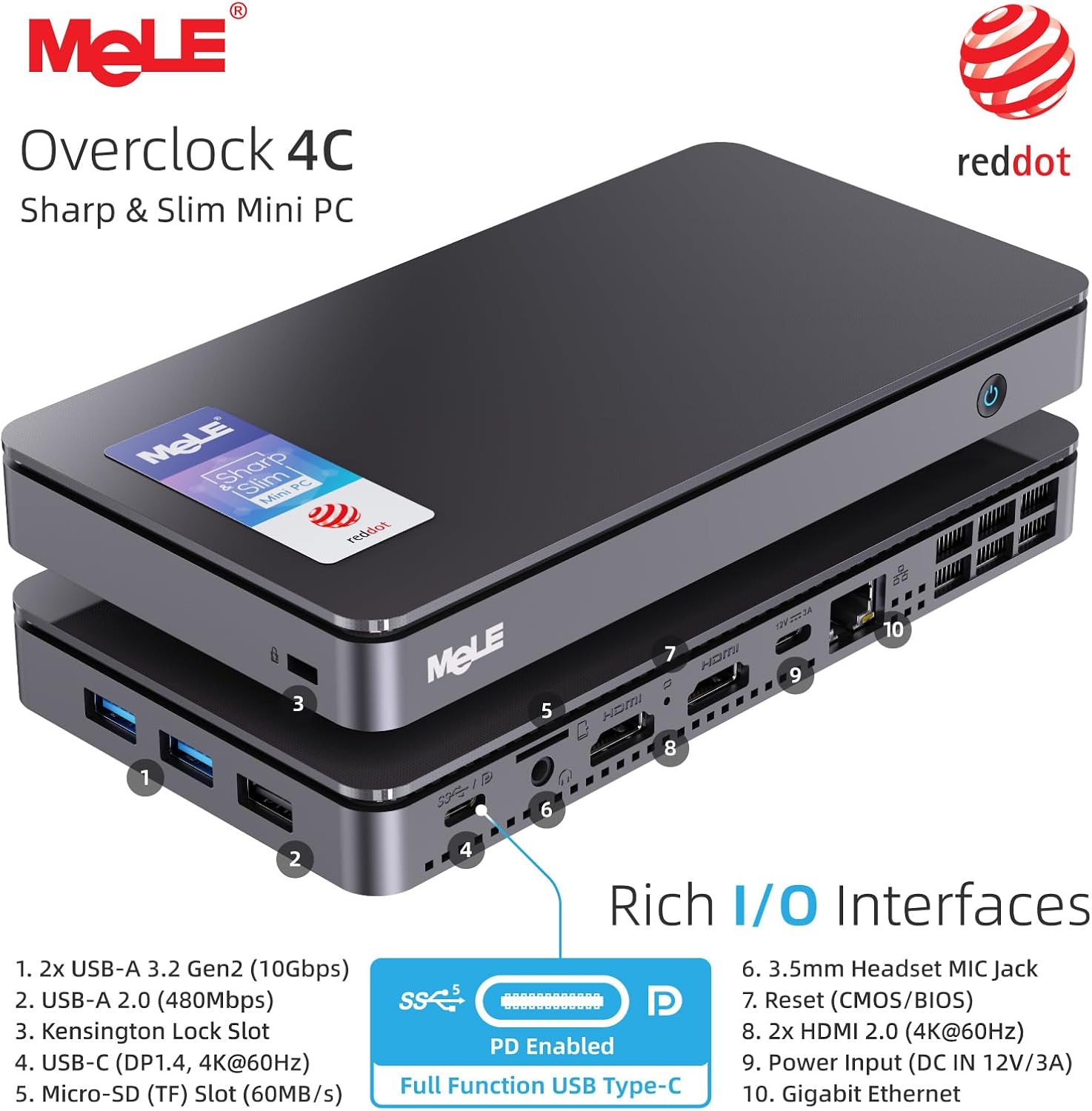 Mele Mini PC Overclock4C N100 16GB RAM 512GB - immagine 2