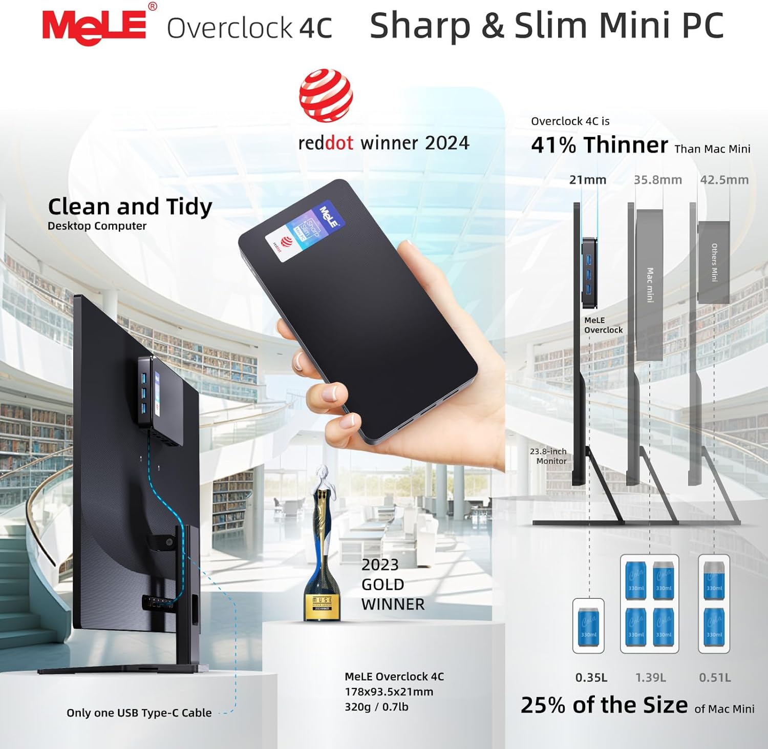 Mele Mini PC Overclock4C N100 16GB RAM 512GB - immagine 7