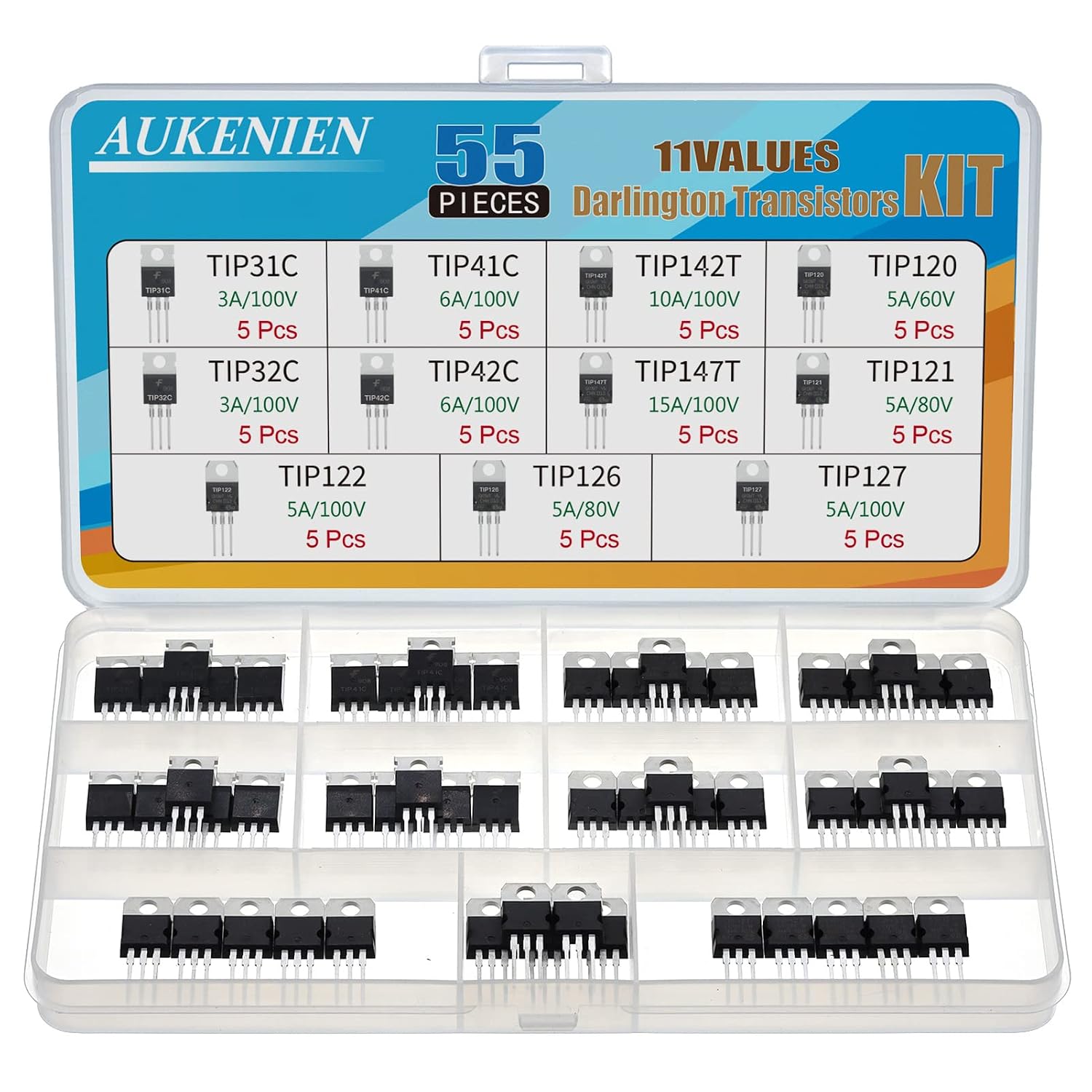 AUKENIEN 11 Valori TIP Transistor Potenza Silicio TIP31C TIP32C TIP41C ...