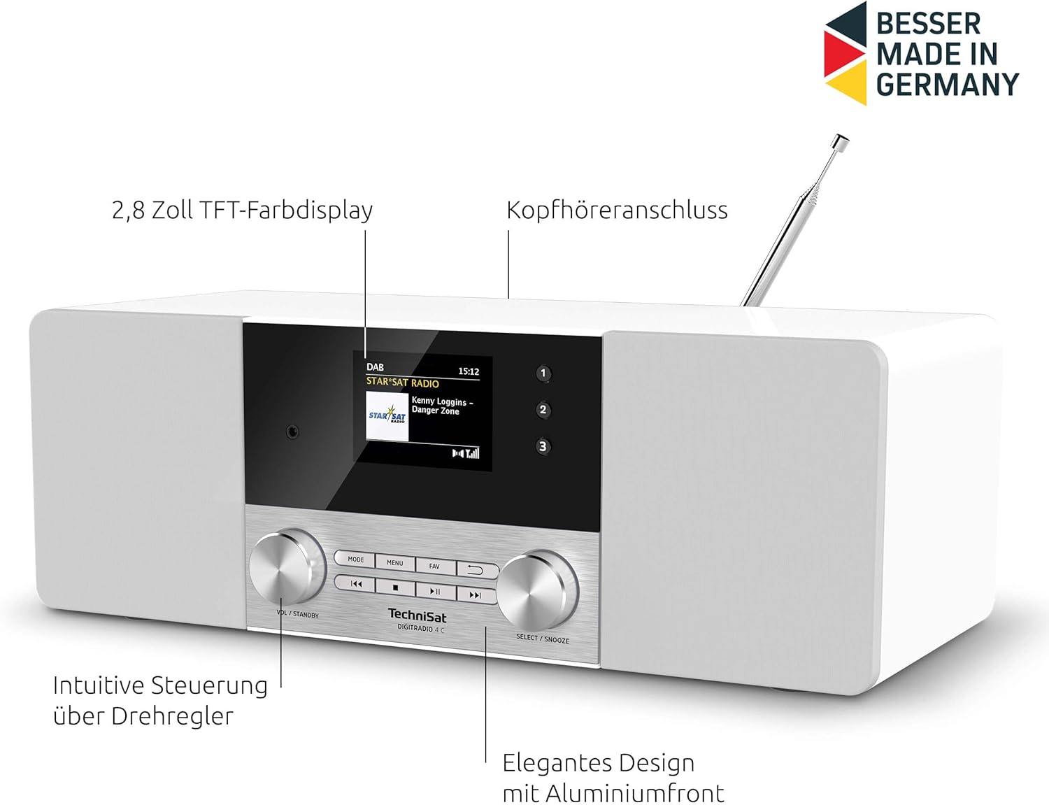 Technisat DIGITRADIO 4 C - Radio Digitale Stereo, Bianco - immagine 3