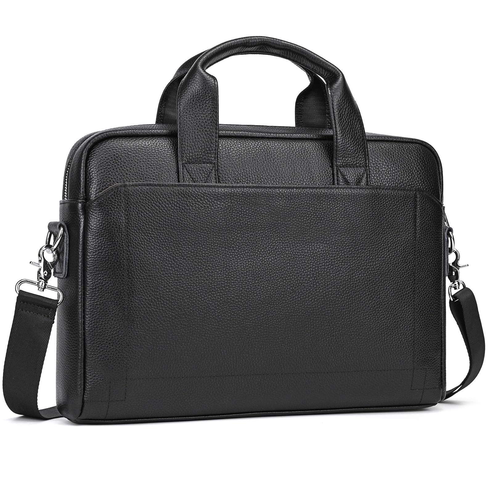 newsbirds Ventiquattrore Uomo Vera Pelle per Laptop, Nera