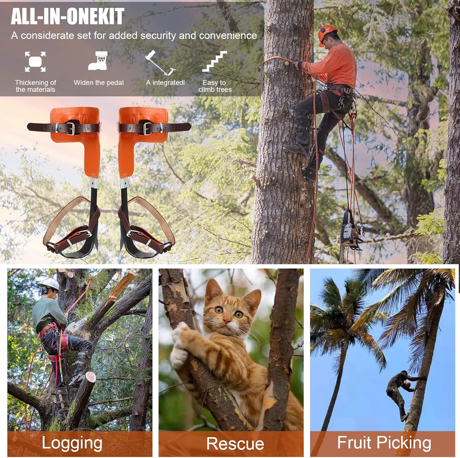 jackfru Ramponi per Arrampicata Albero Picco Set - immagine 2