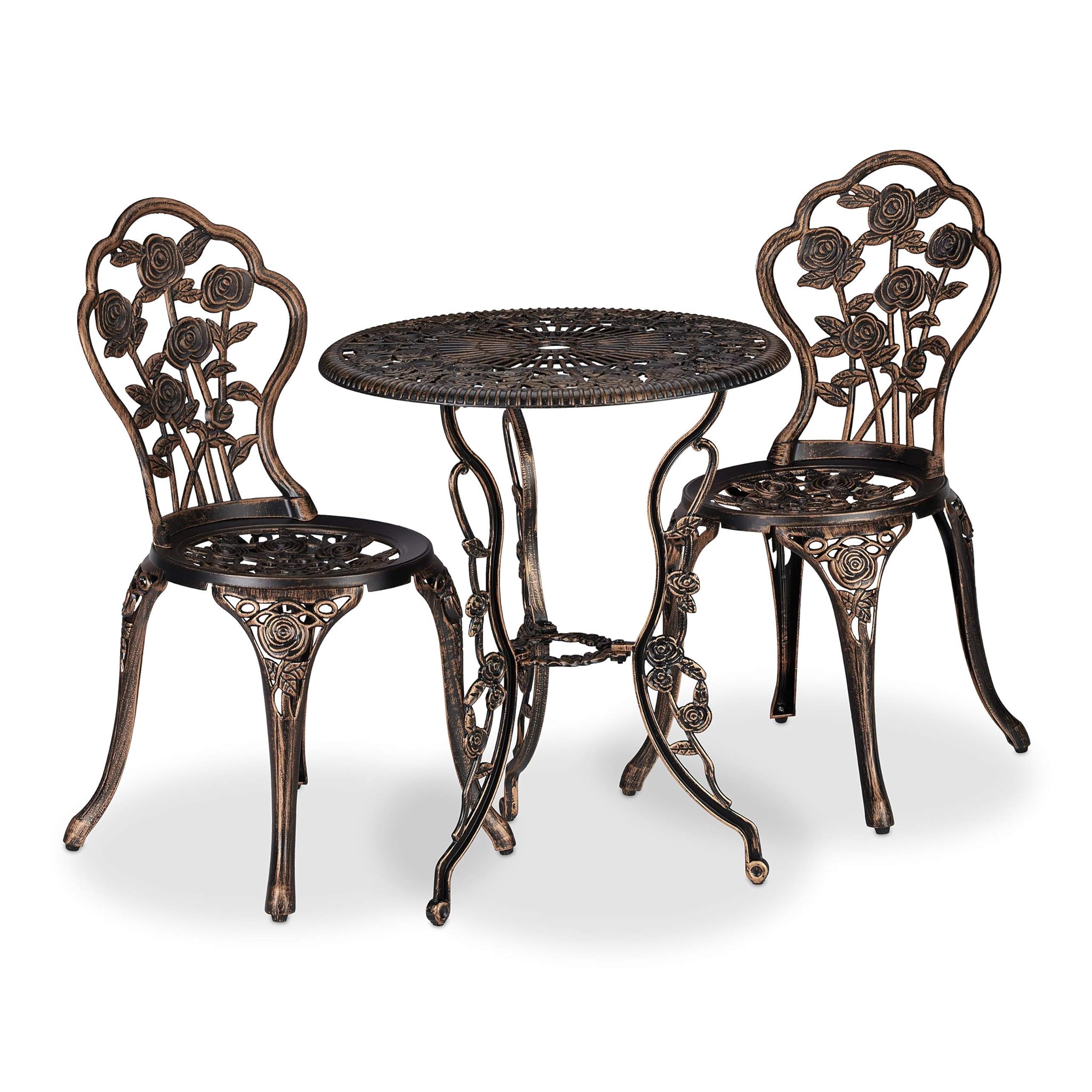 Relaxdays Set Bistrot 3 Pezzi in Alluminio Bronzo