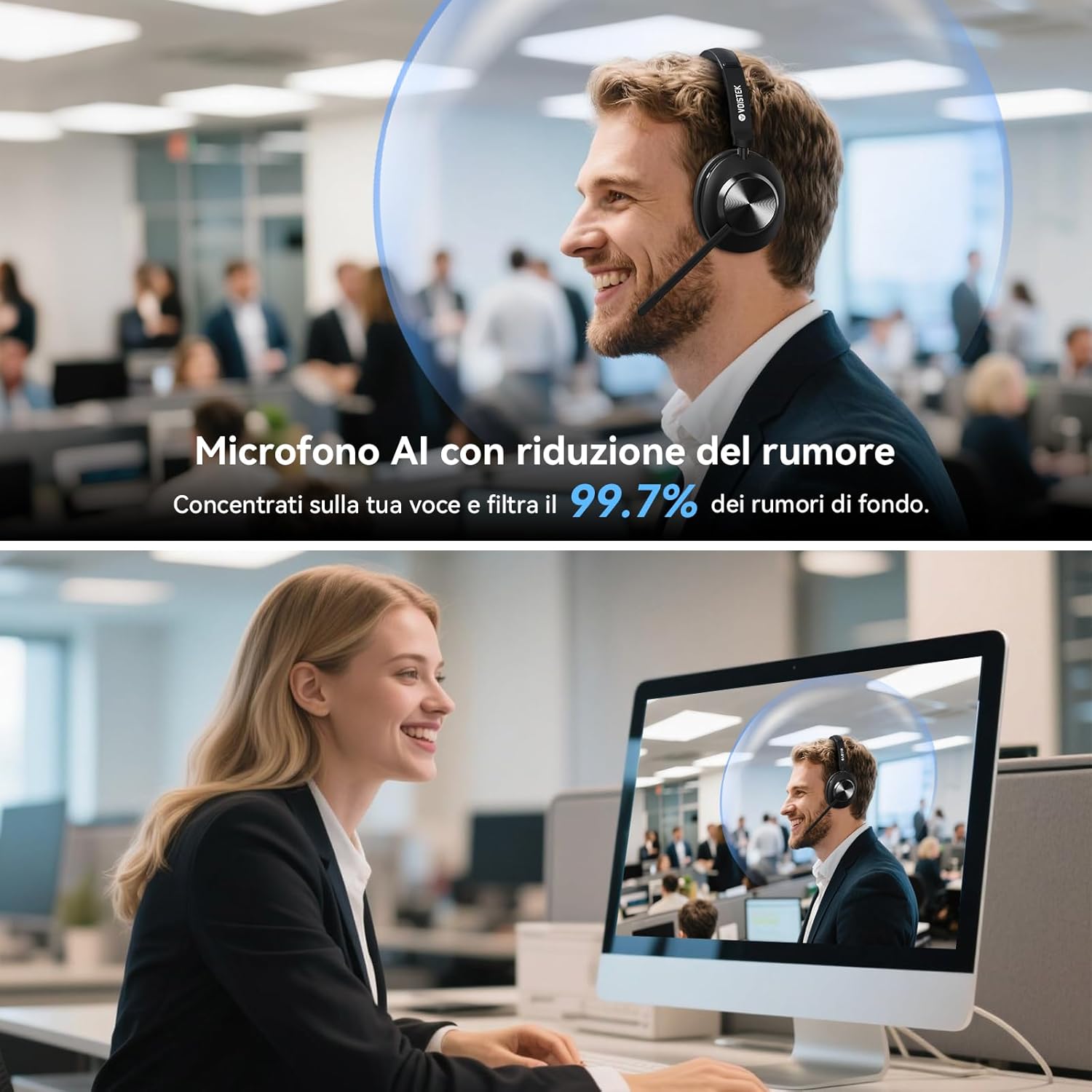 Cuffia Wireless Mono On-Ear con Microfono ENC 50+ Ore - immagine 3