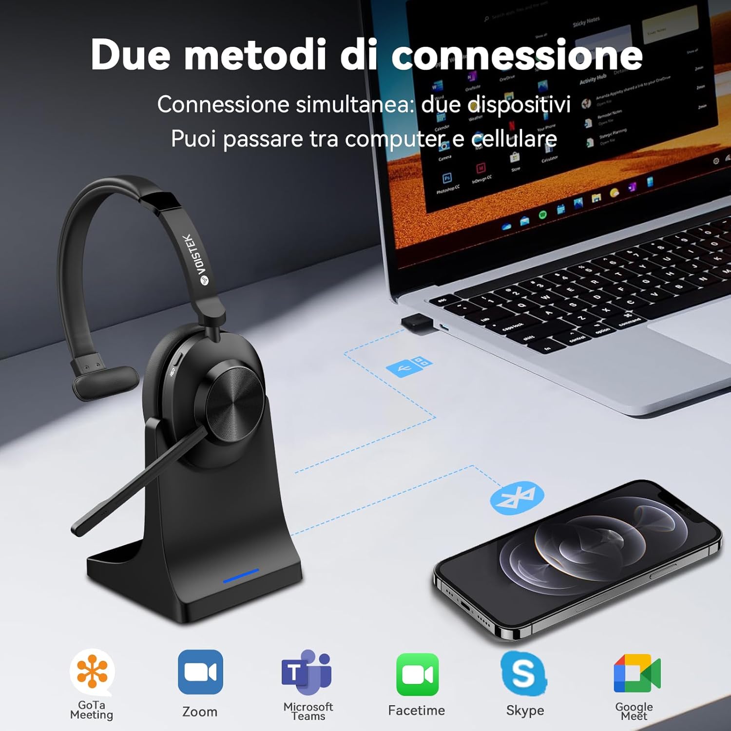 Cuffia Wireless Mono On-Ear con Microfono ENC 50+ Ore - immagine 5