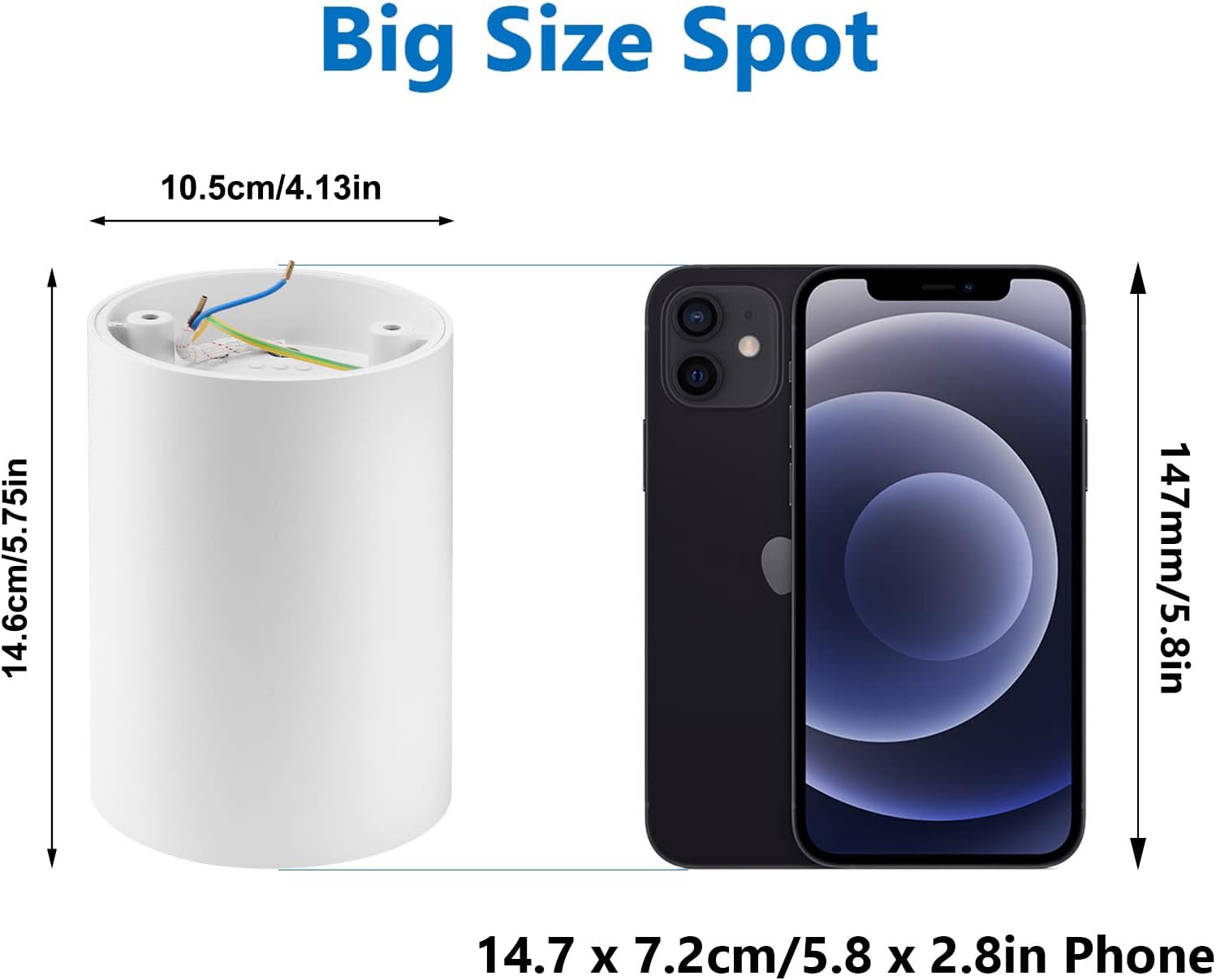 Klighten 2 Pcs Faretto a Soffitto Cilindro Bianco - immagine 3