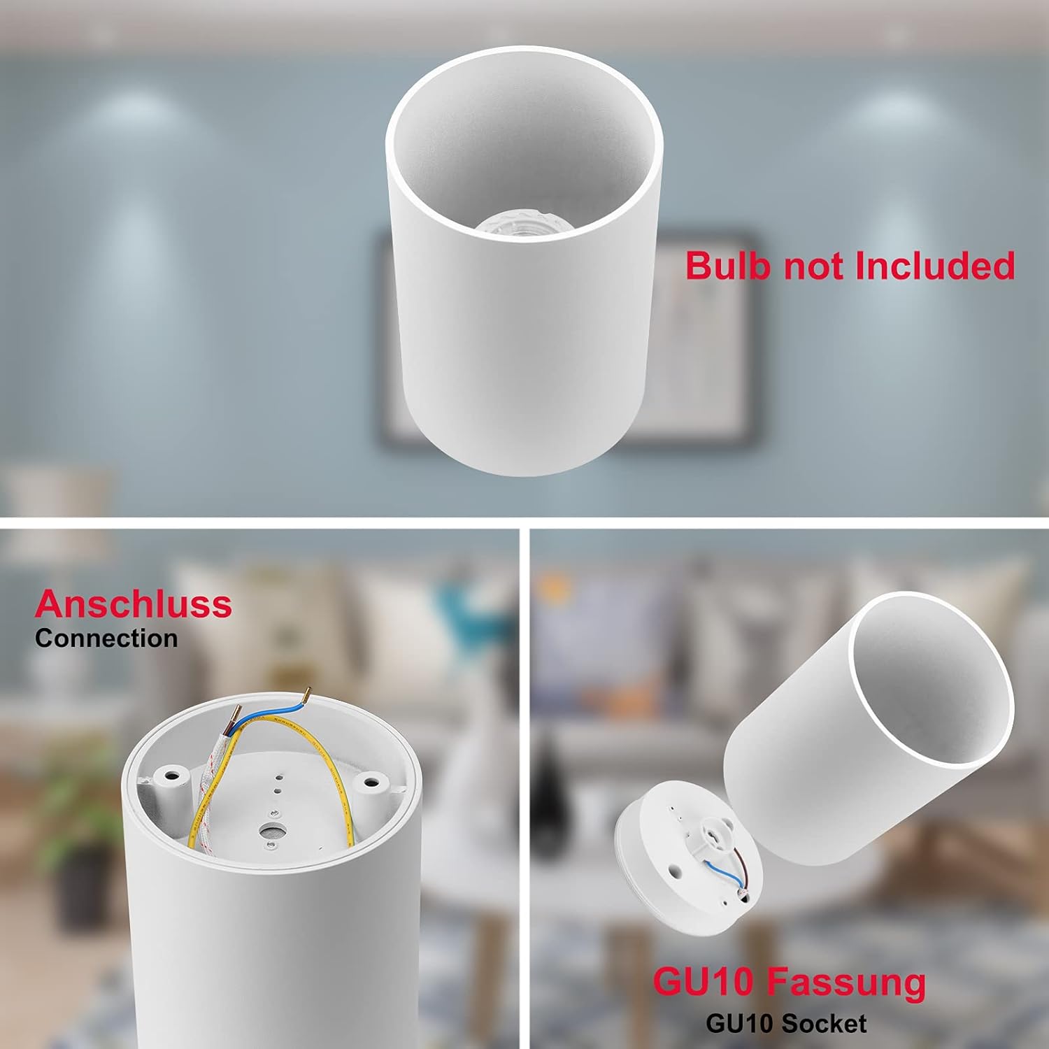 Klighten 2 Pcs Faretto a Soffitto Cilindro Bianco - immagine 4