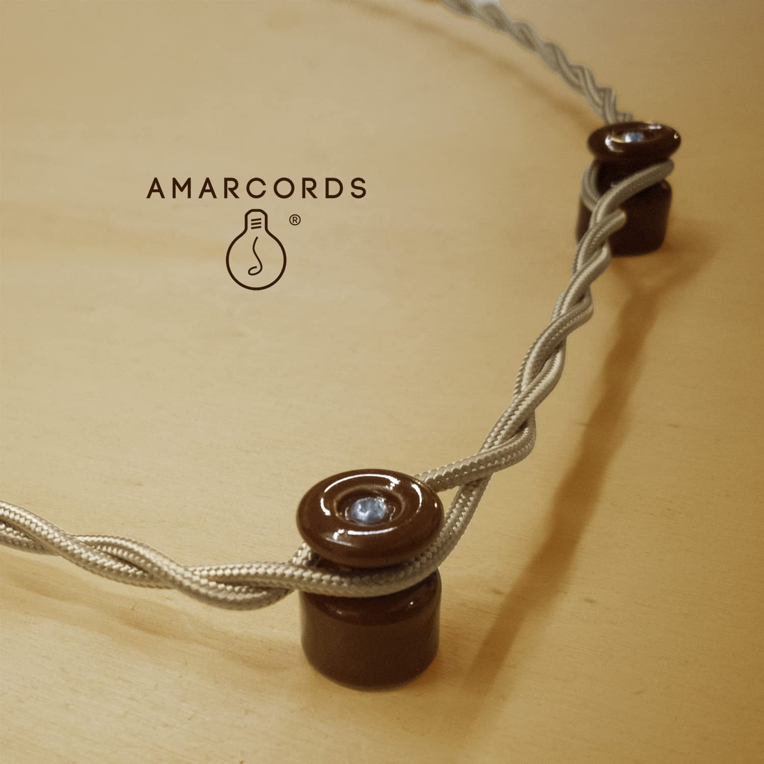 Amarcords - Isolatori per Cavi Trecciati Vintage, Marrone - immagine 3