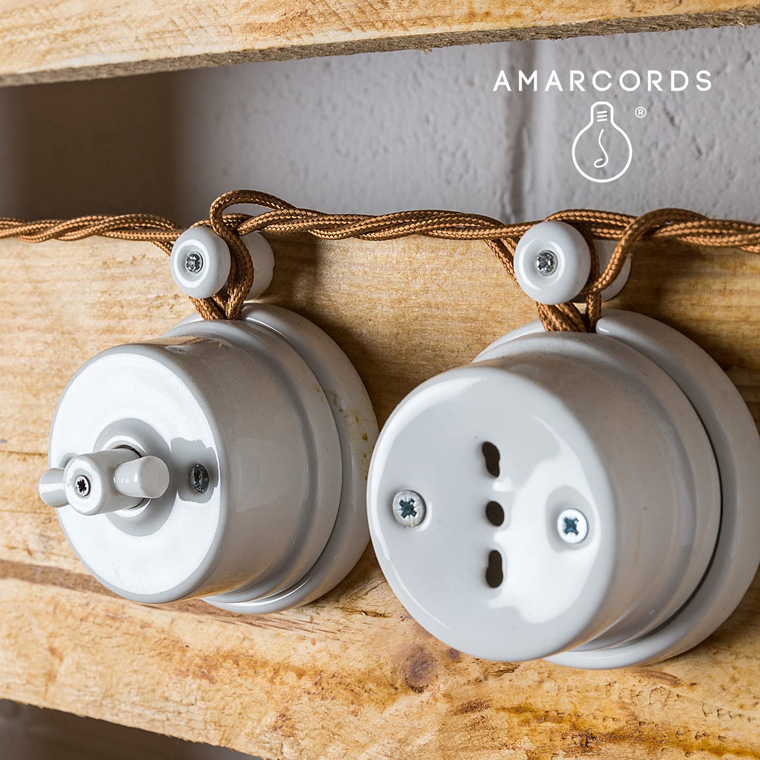 Amarcords - Isolatori per Cavi Trecciati Vintage, Marrone - immagine 5