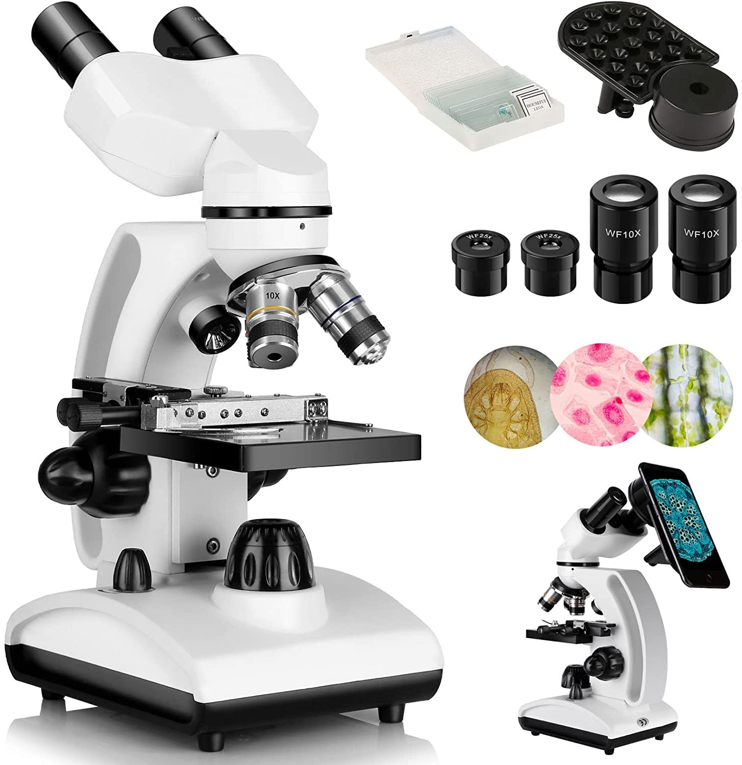 Cowiewie Microscopio Binoculare Professionale 40X-1000X