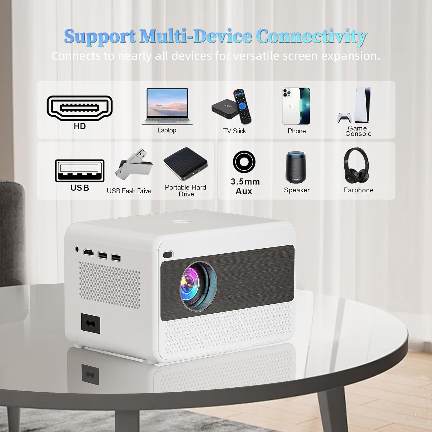 Proiettore Portatile 1080P Full HD WiFi 5G Bluetooth 5.1 - immagine 7