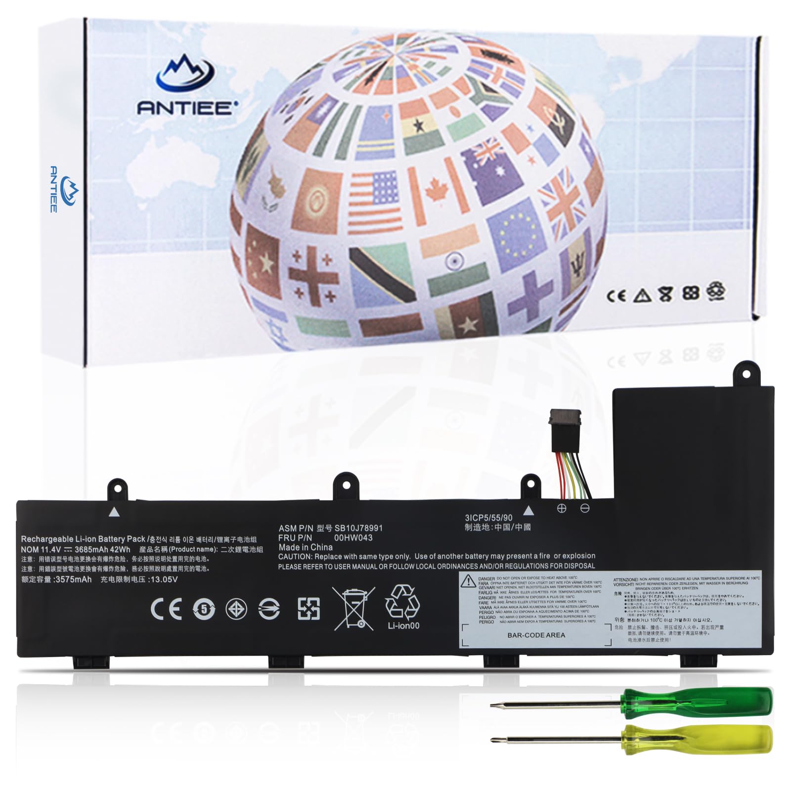 Antiee Batteria Laptop 00HW043 per Len-ovo ThinkPad Yoga 11E