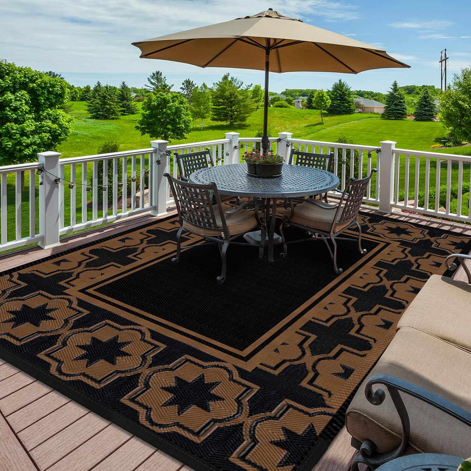 Ommda Tappeto da Esterno in Plastica, Geometria - immagine 1