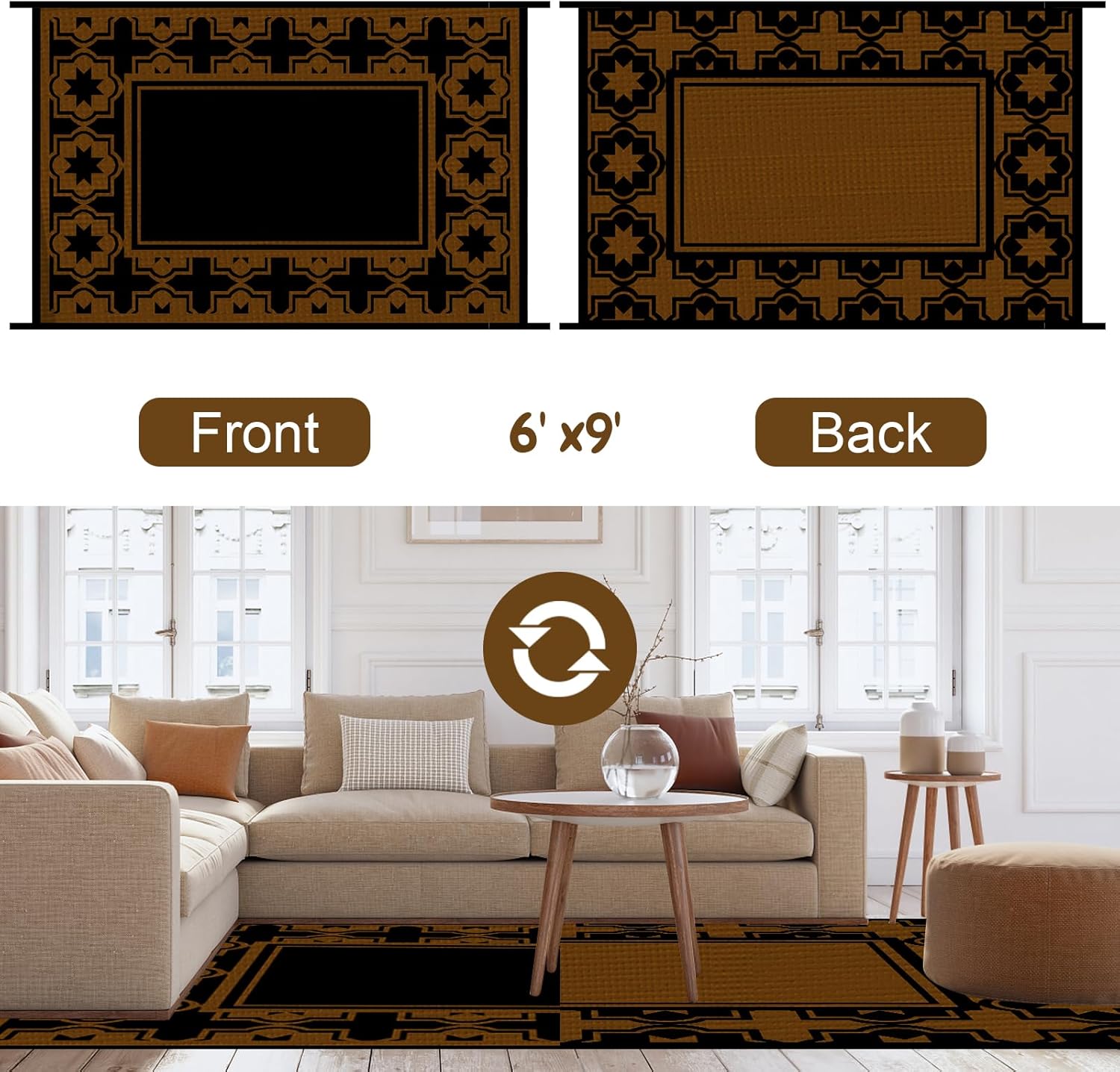 Ommda Tappeto da Esterno in Plastica, Geometria - immagine 3