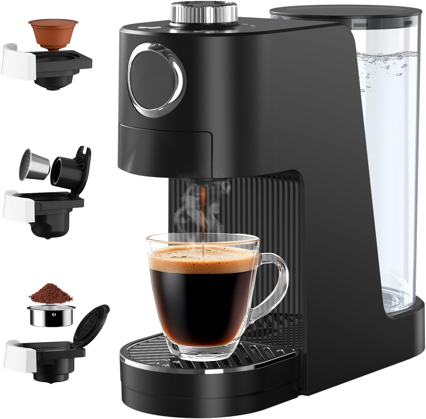 Macchina Caffè Espresso 3 in 1, 20 bar, Nera - immagine 1