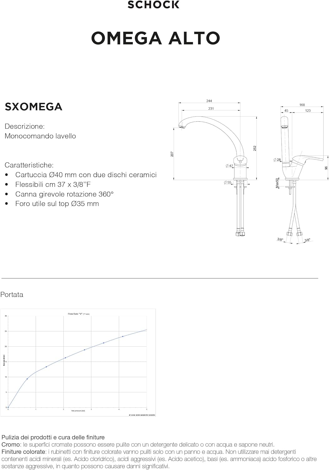 Schock Miscelatore Omega Alto Monocomando, Antracite - immagine 2