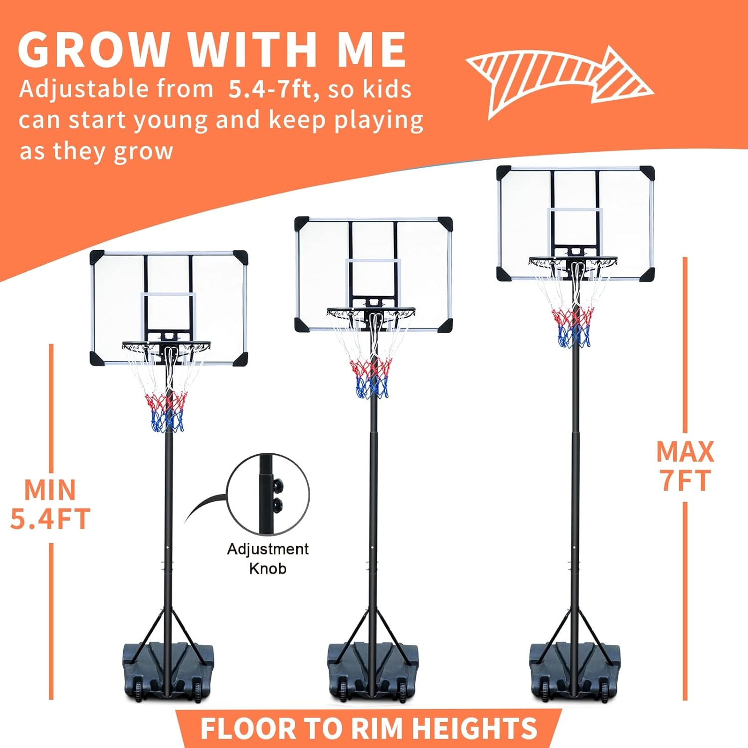 Hionre Canestro da Basket Trasparente Professionale - immagine 3