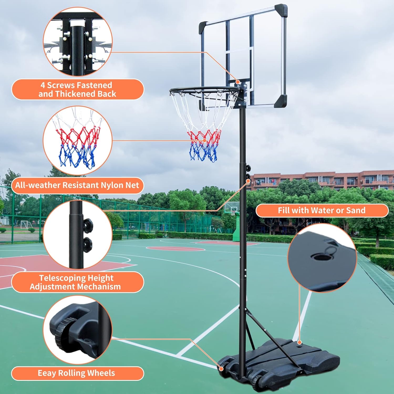 Hionre Canestro da Basket Trasparente Professionale - immagine 4