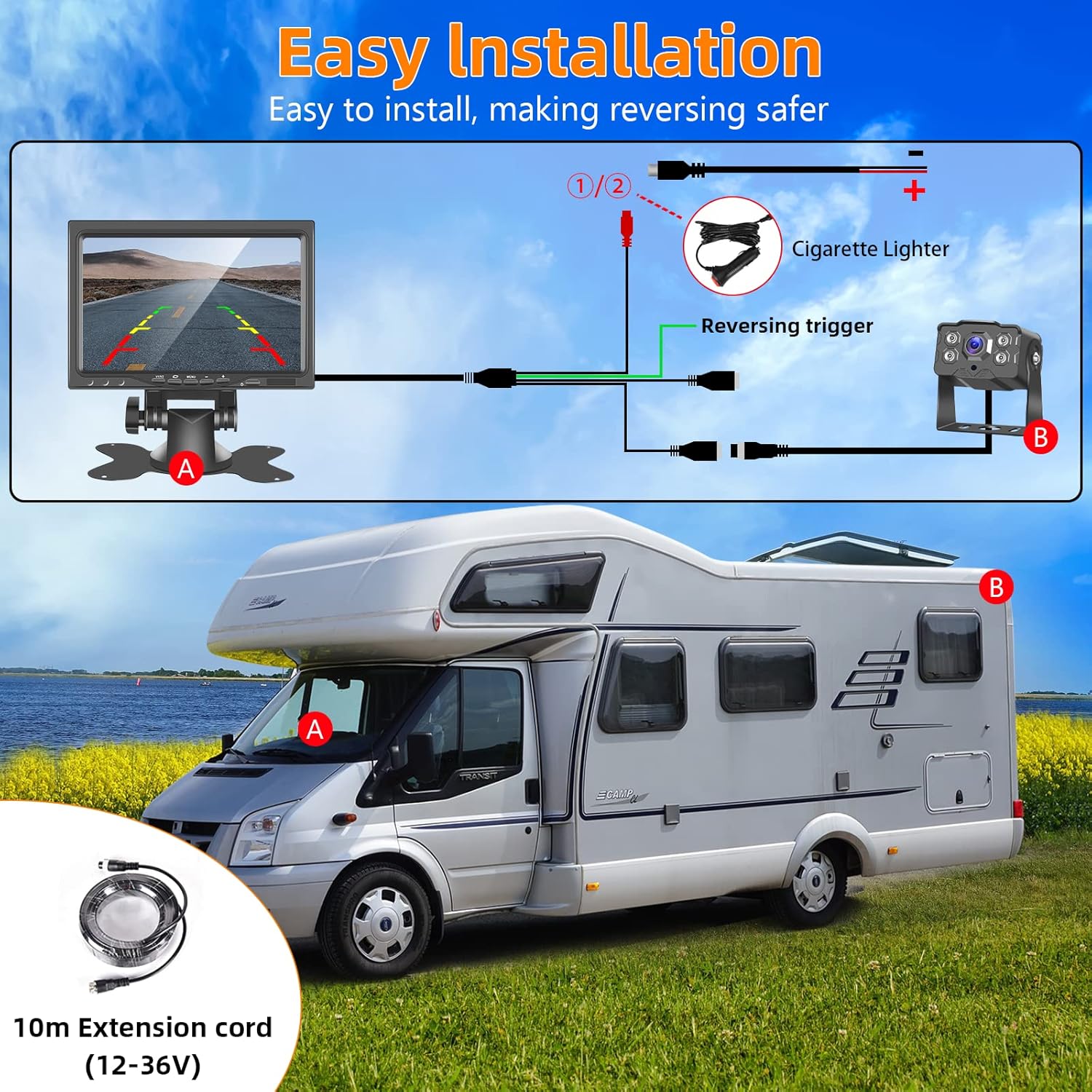 Hodozzy Telecamera Posteriore Auto con Monitor IPS 7" - immagine 5