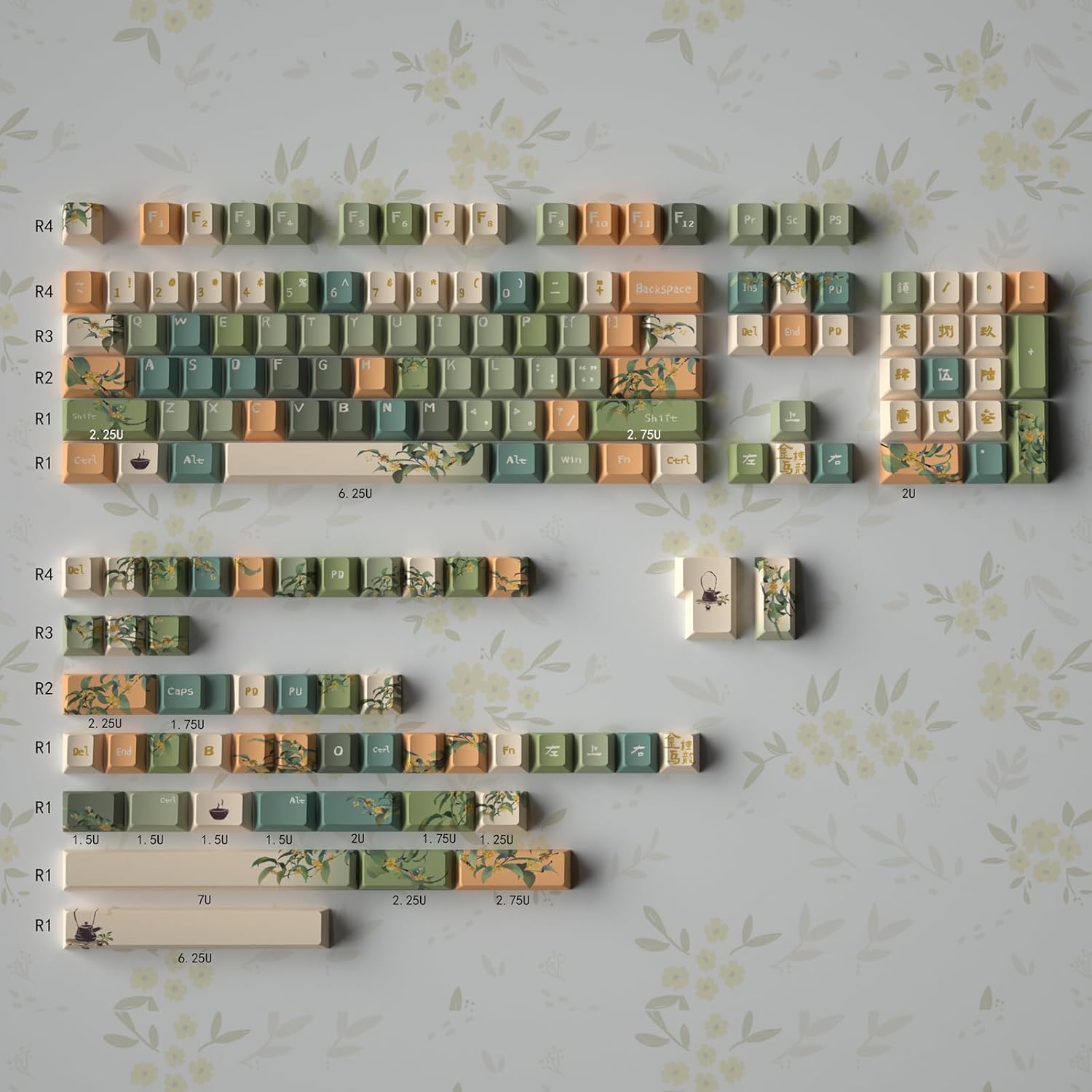 Sumgsn Keycaps 152 Tasti Verde PBT Dye Sub Cherry Profile - immagine 6