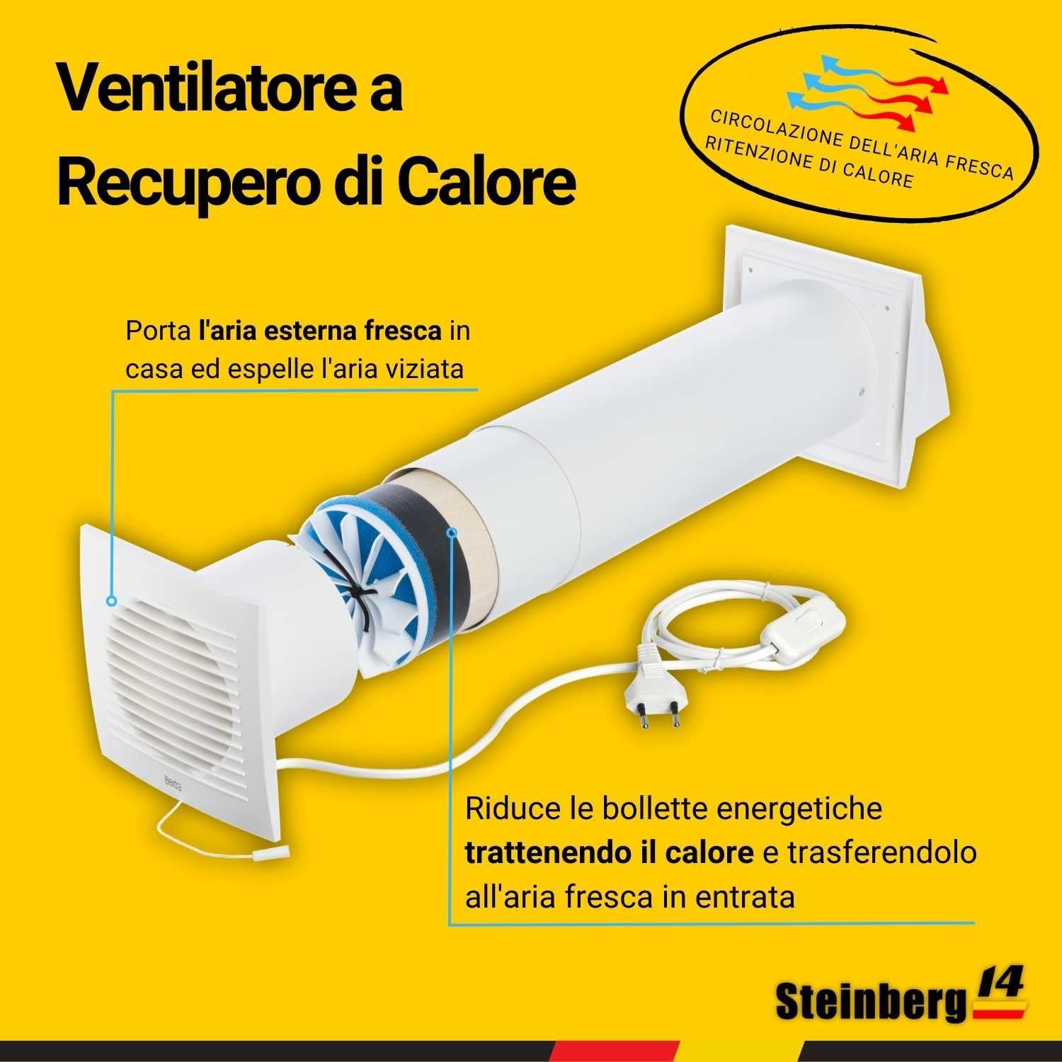 Steinberg14 Unità VMC Decentralizzata 125mm, Bianco - immagine 2