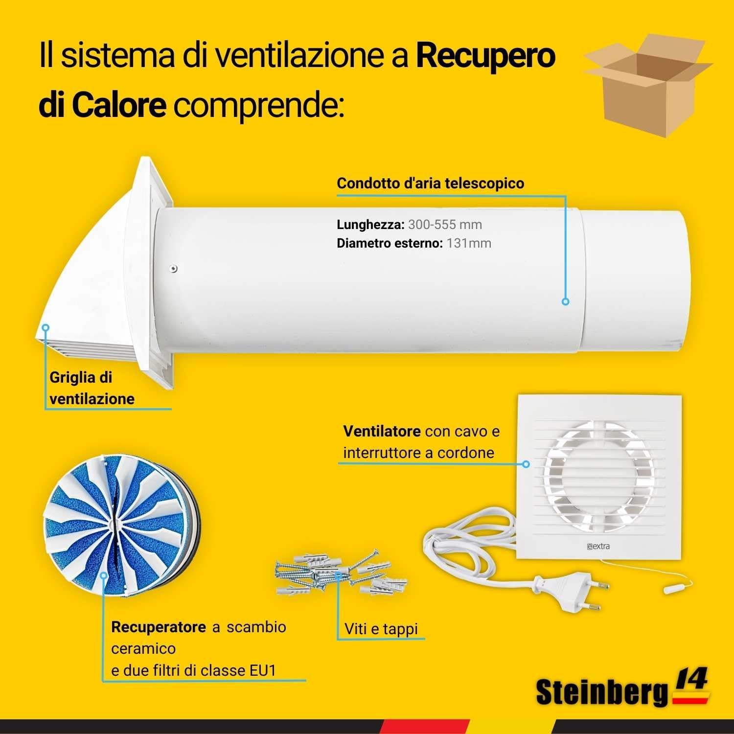 Steinberg14 Unità VMC Decentralizzata 125mm, Bianco - immagine 4