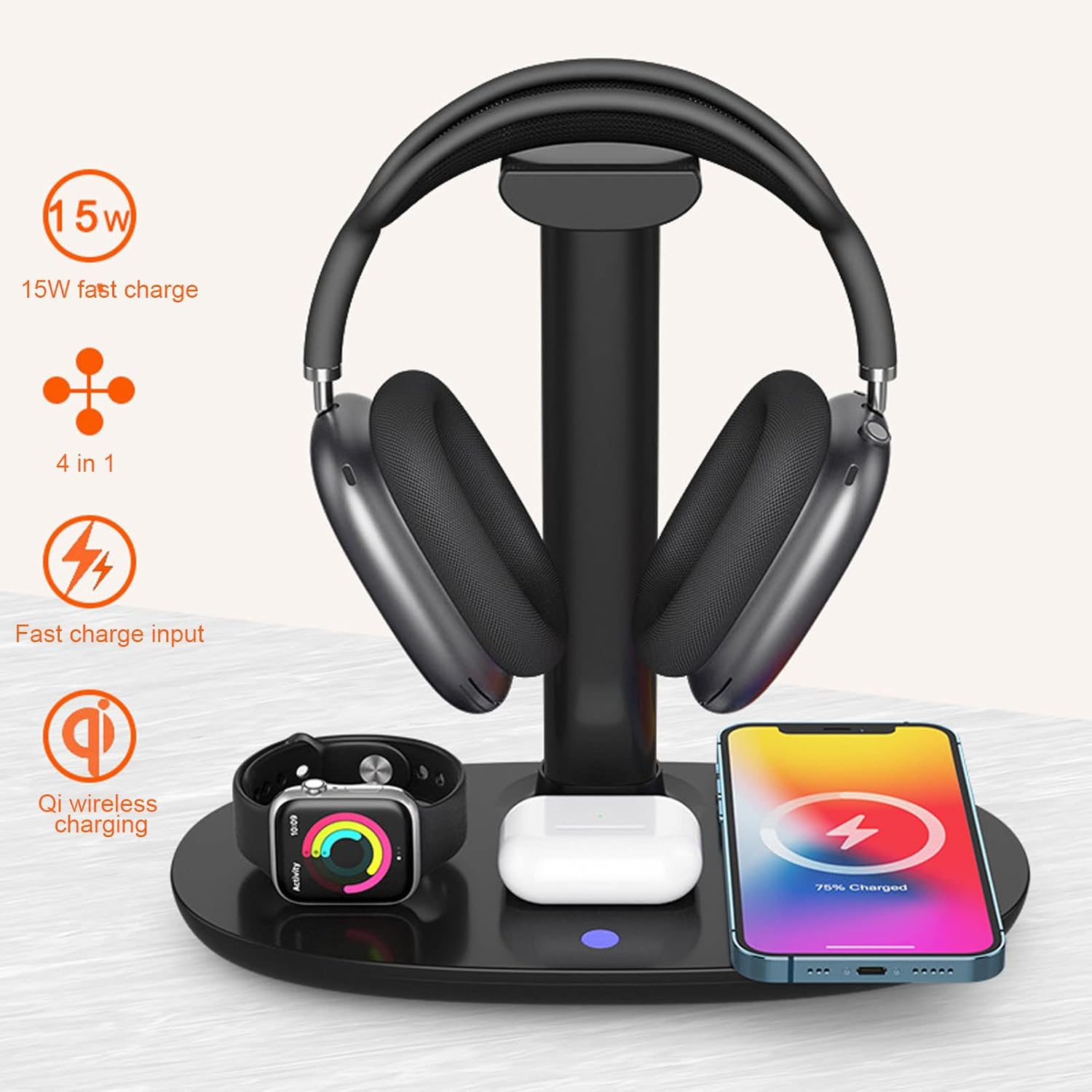 Supporto Cuffie con Caricabatterie Wireless 4 in 1 - immagine 2