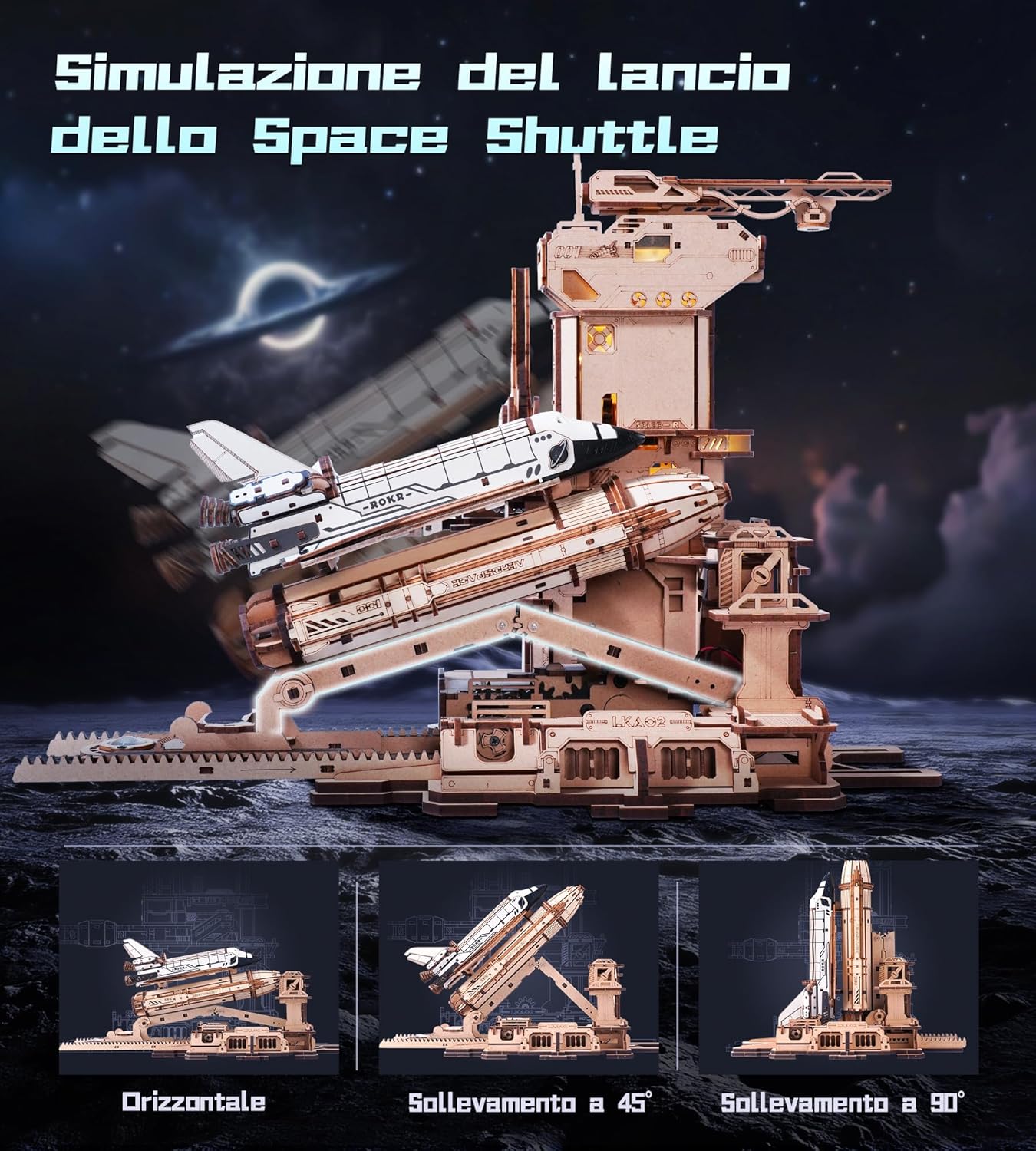 Rokr Puzzle 3D in Legno Navetta Spaziale LKA02 - immagine 3