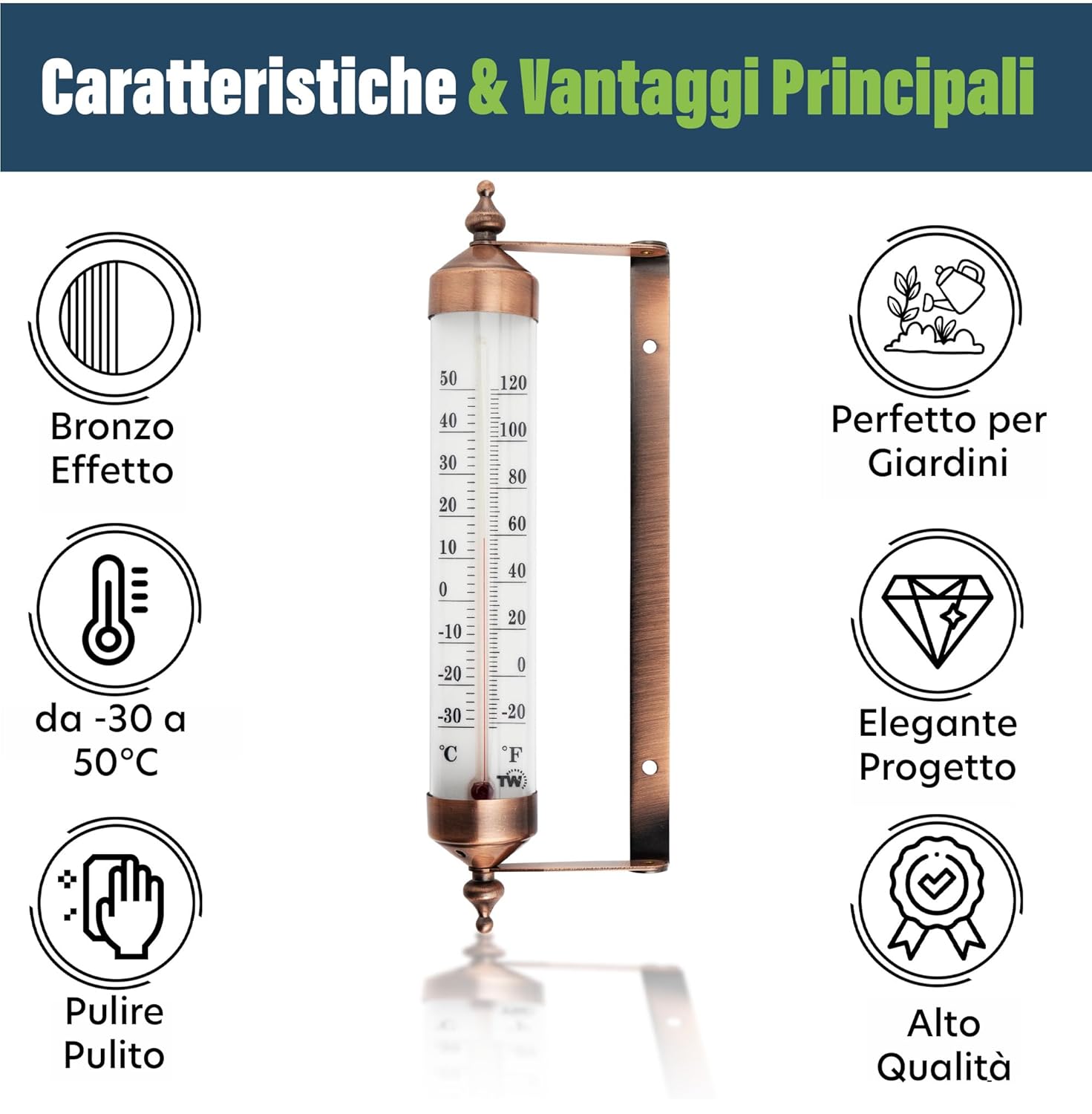 Termometro da Esterno Effetto Bronzo - immagine 2