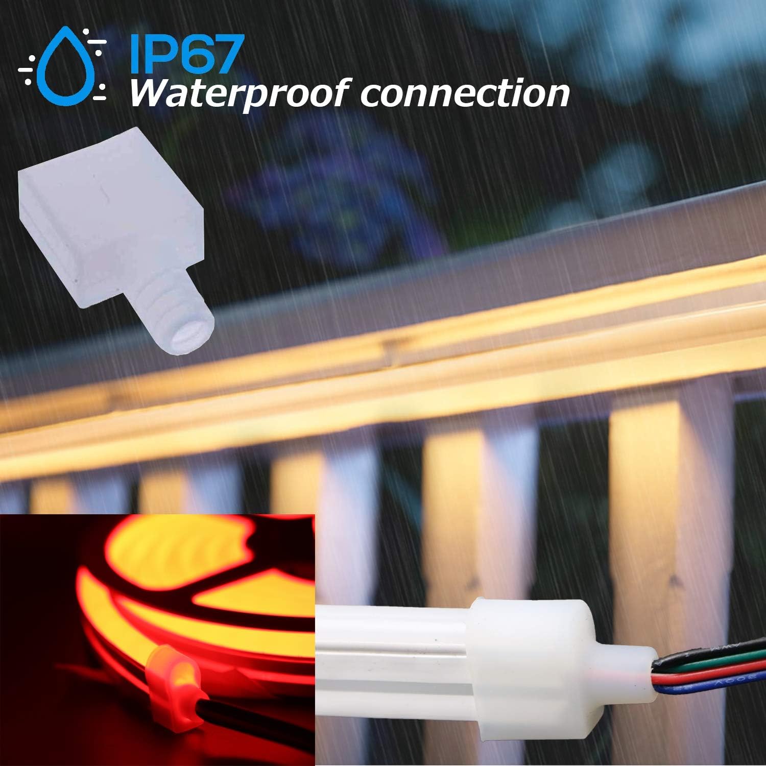 Yxhl® DC12V Neon Led RGB Rope Light 3 metri - immagine 4