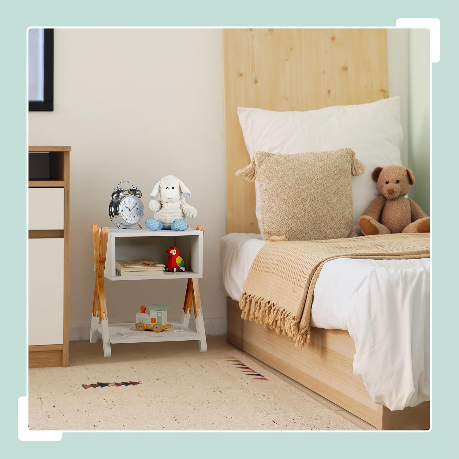 Relaxdays Comodino Letto Bambini con Scomparto 42x34x30 cm - immagine 4