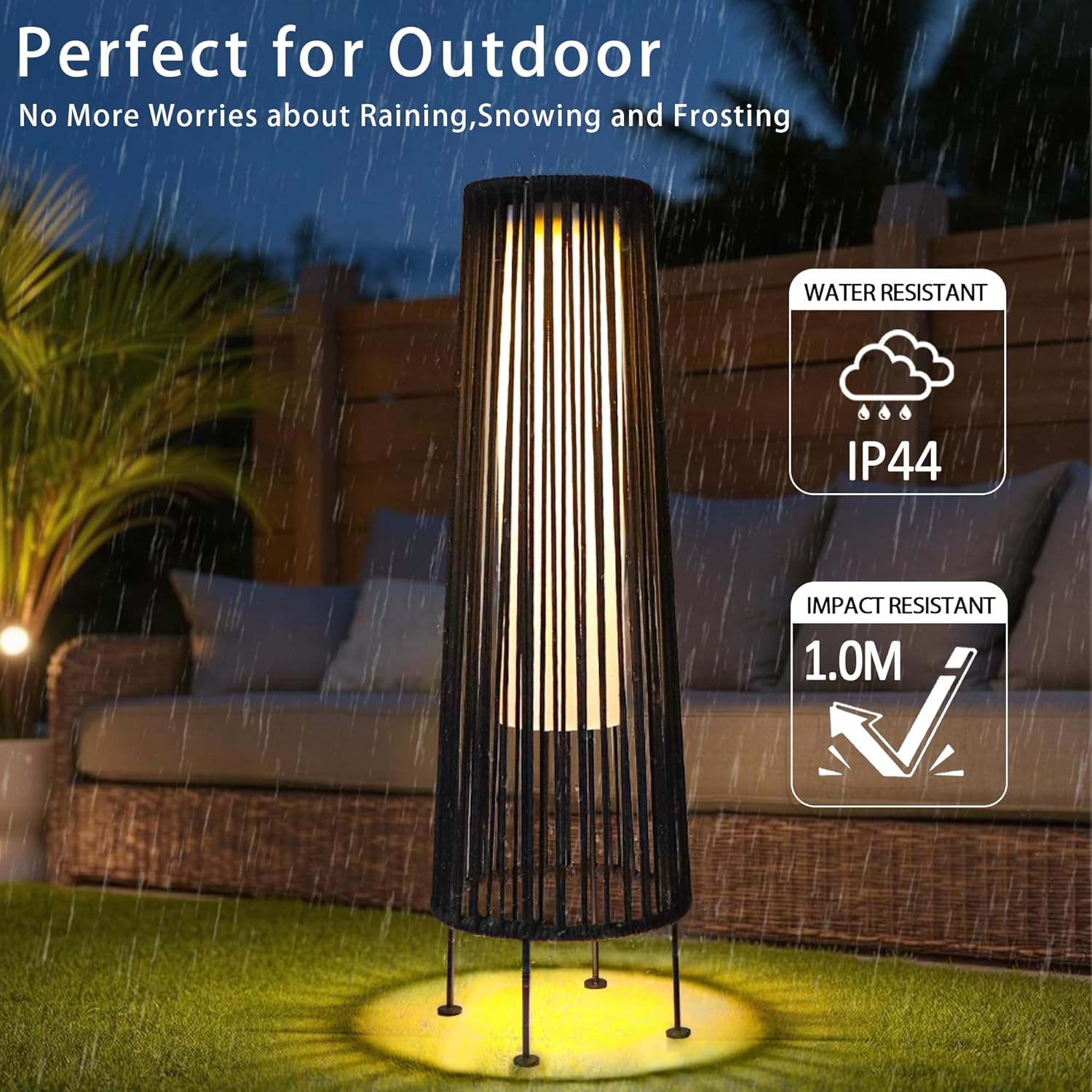 TRIROCKS Set 2 Luci Solari per Esterni in Vimini - immagine 4