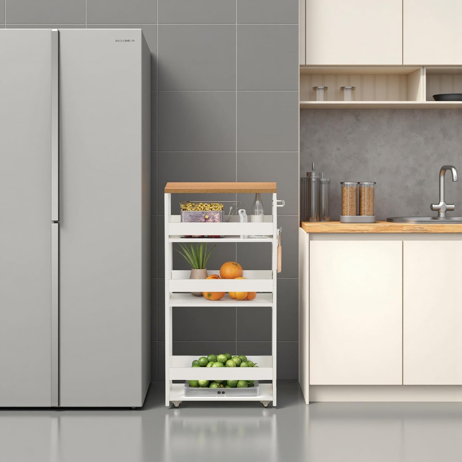 Carrello per Nicchia con Ruote 4 Livelli 40x20x80cm - immagine 3