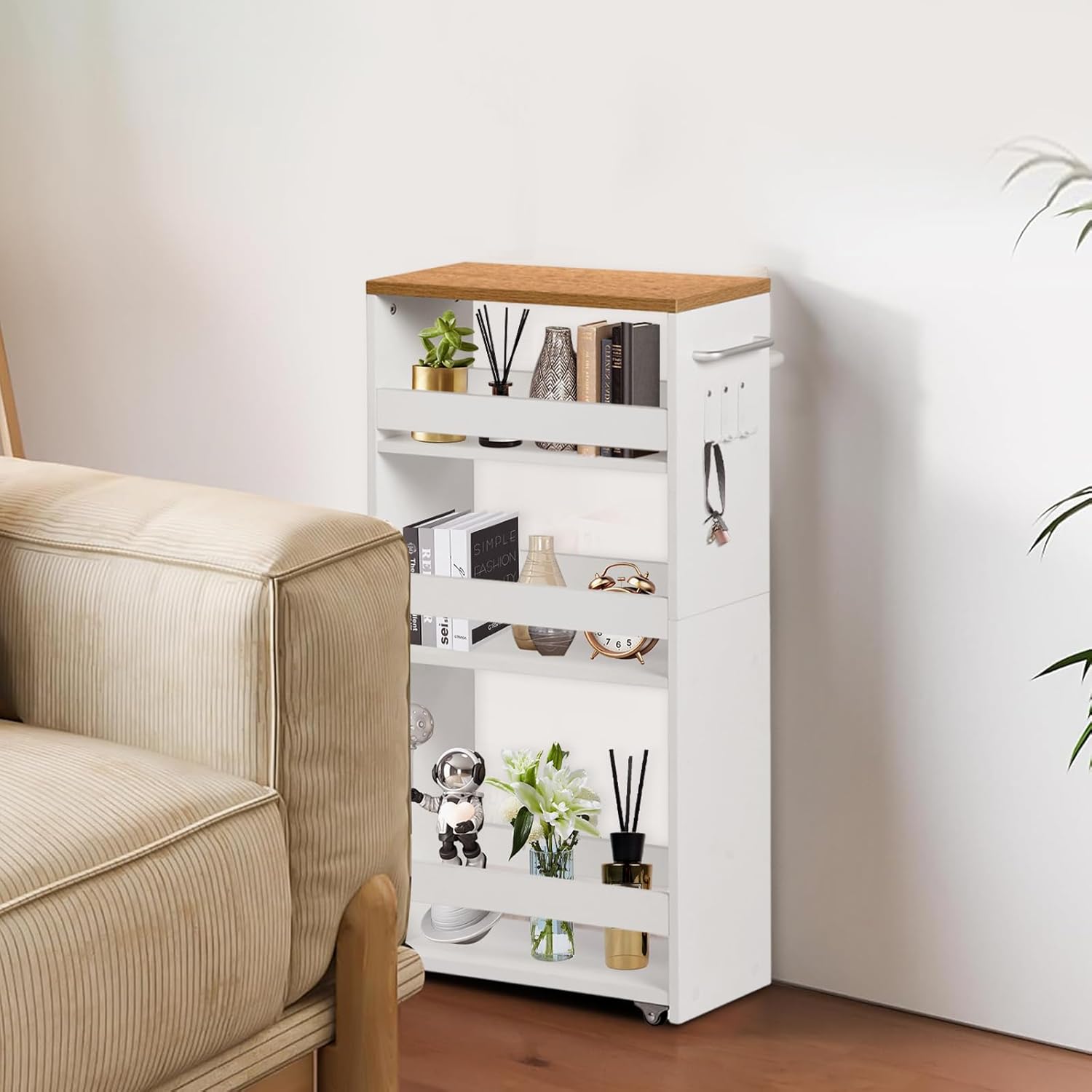 Carrello per Nicchia con Ruote 4 Livelli 40x20x80cm - immagine 5