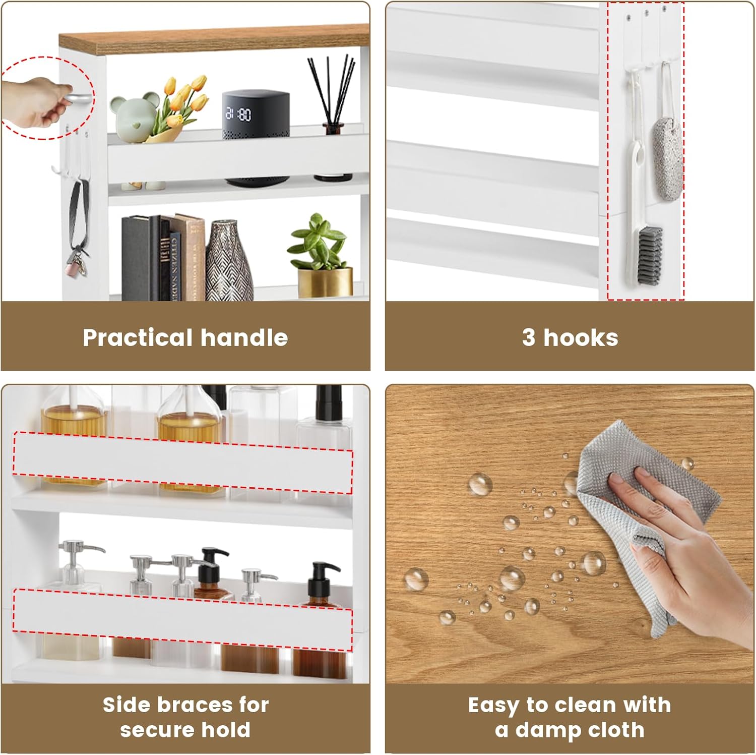 Carrello per Nicchia con Ruote 4 Livelli 40x20x80cm - immagine 7