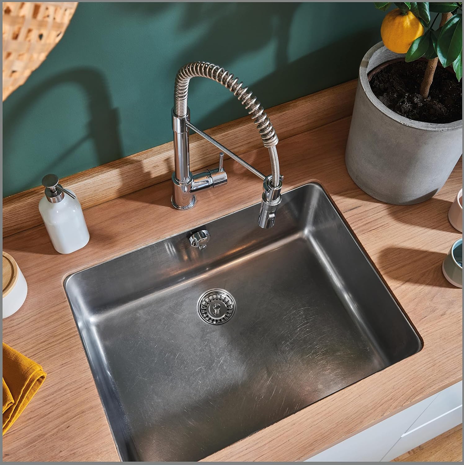 Wirquin 30718724 Piletta per lavandino 2 vasche comando a cavo, bianca - immagine 2