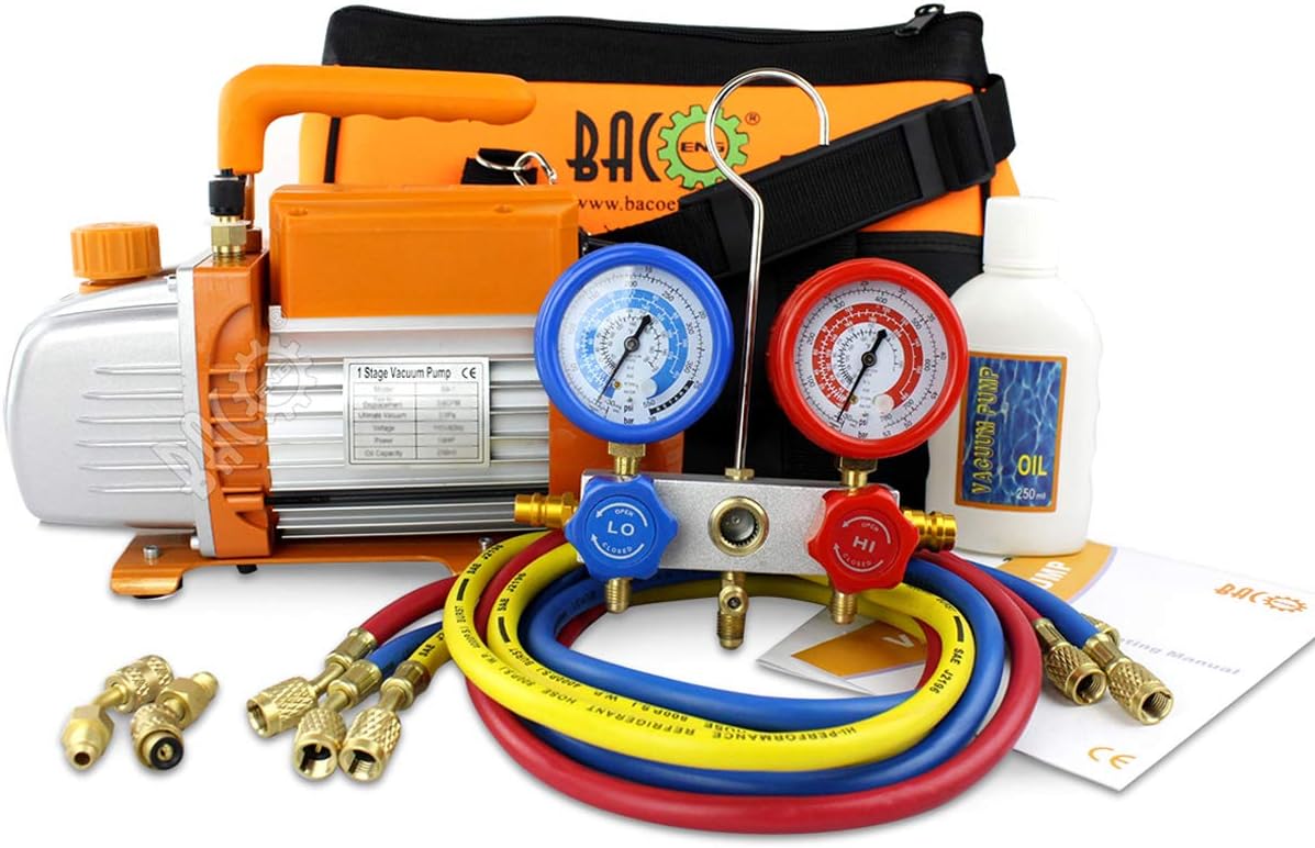 Bacoeng Pompa Vuoto per Condizionatori con Kit Manometri - immagine 1