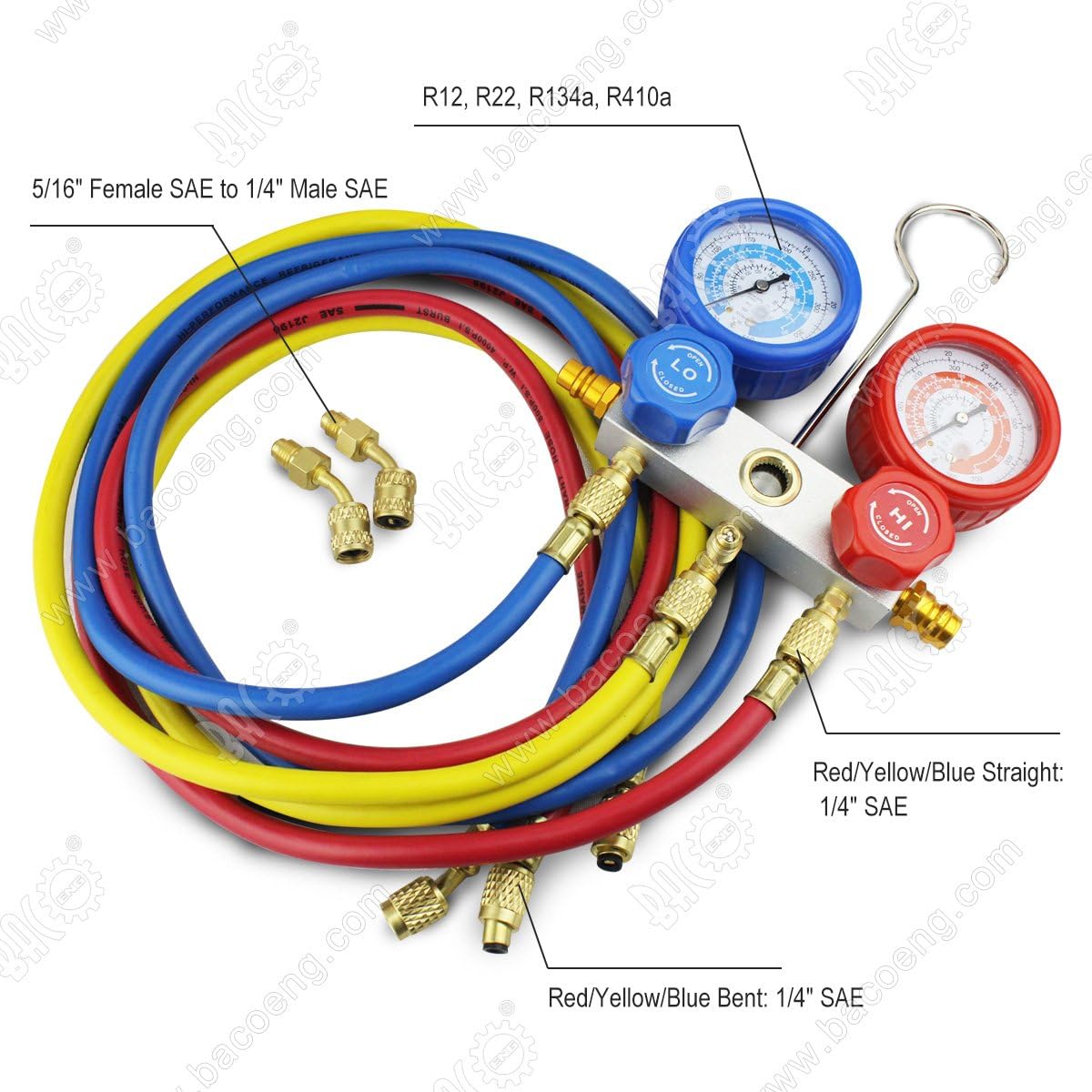 Bacoeng Pompa Vuoto per Condizionatori con Kit Manometri - immagine 2