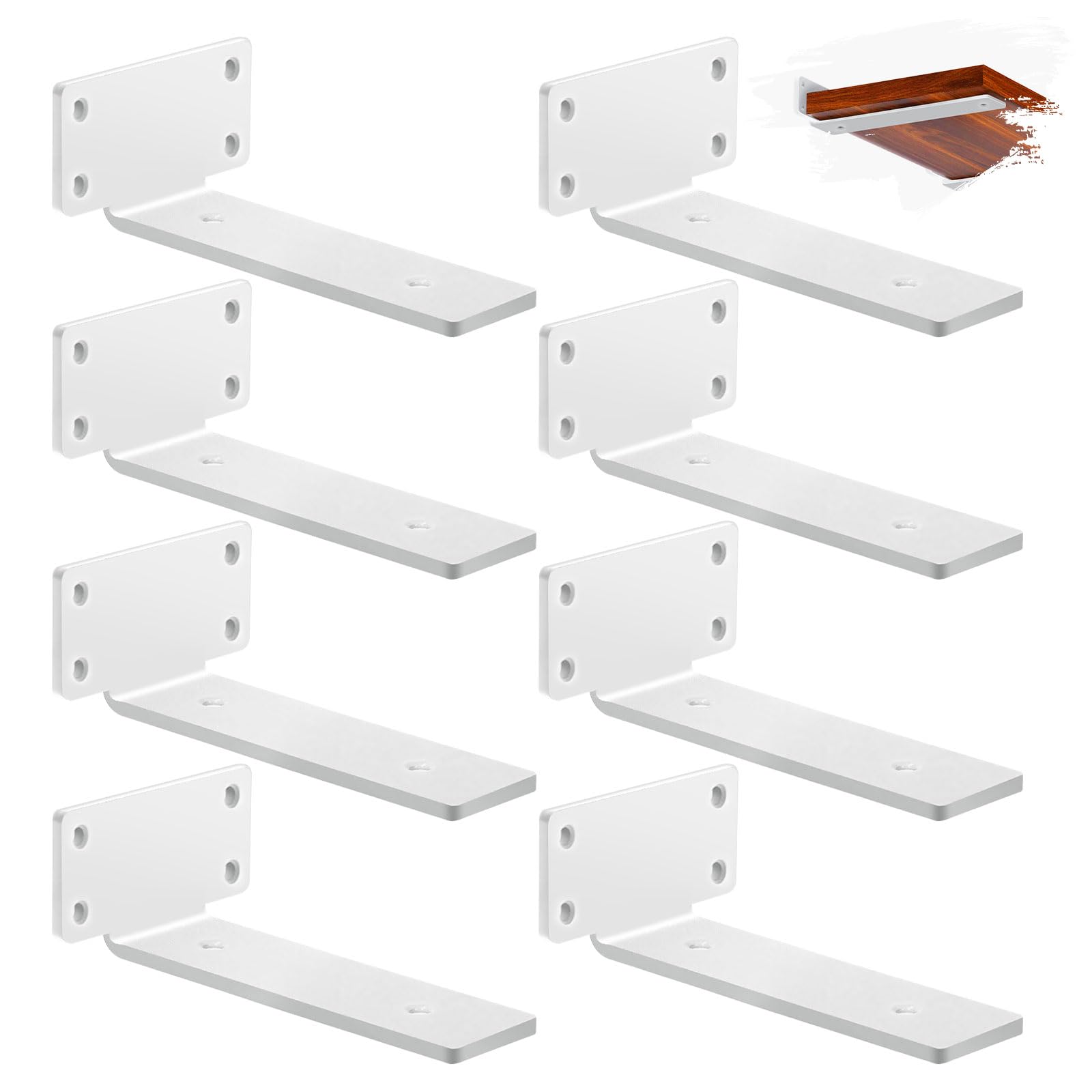 8 Pezzi Reggimensola Invisibile da Muro, Bianco 20cm