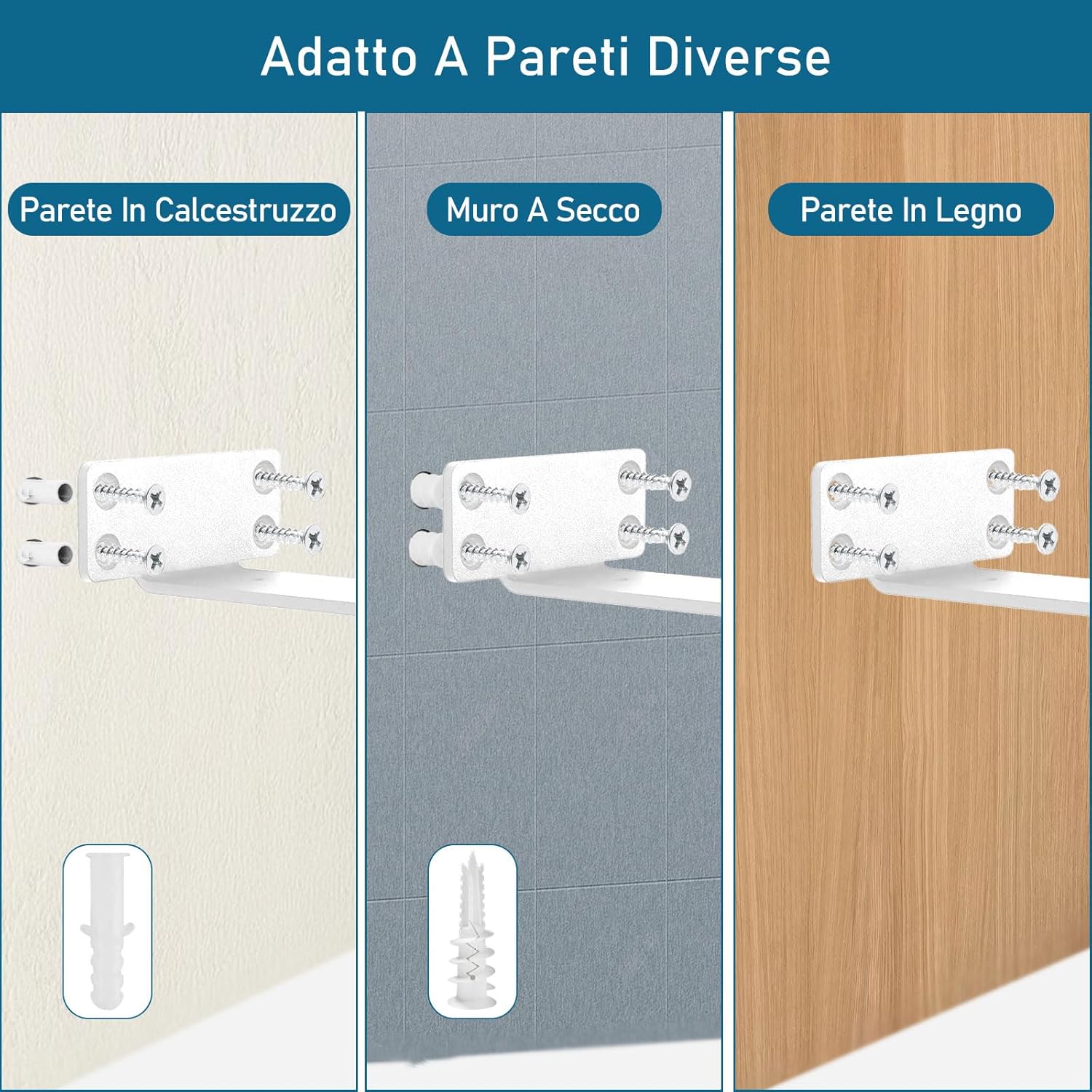 8 Pezzi Reggimensola Invisibile da Muro, Bianco 20cm - immagine 5