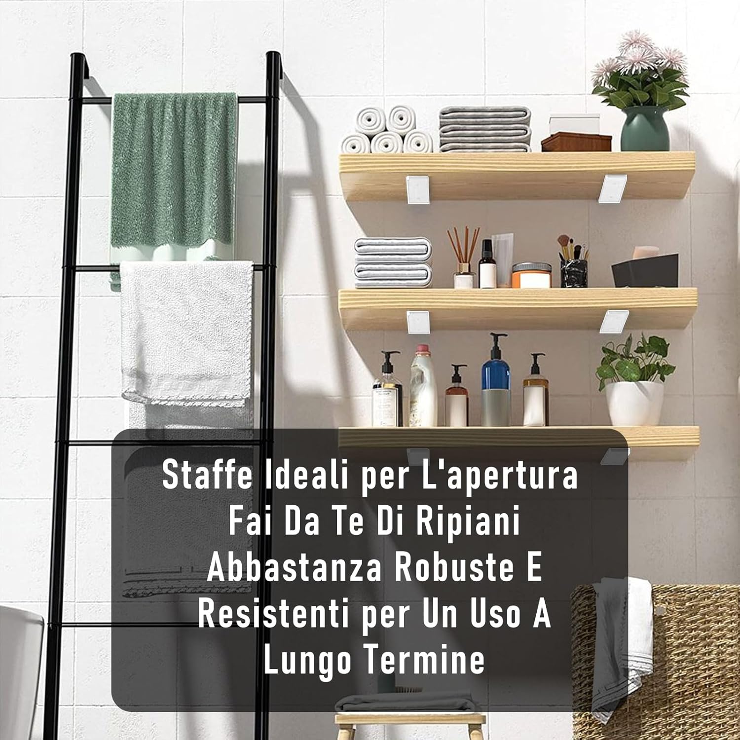 8 Pezzi Reggimensola Invisibile da Muro, Bianco 20cm - immagine 6