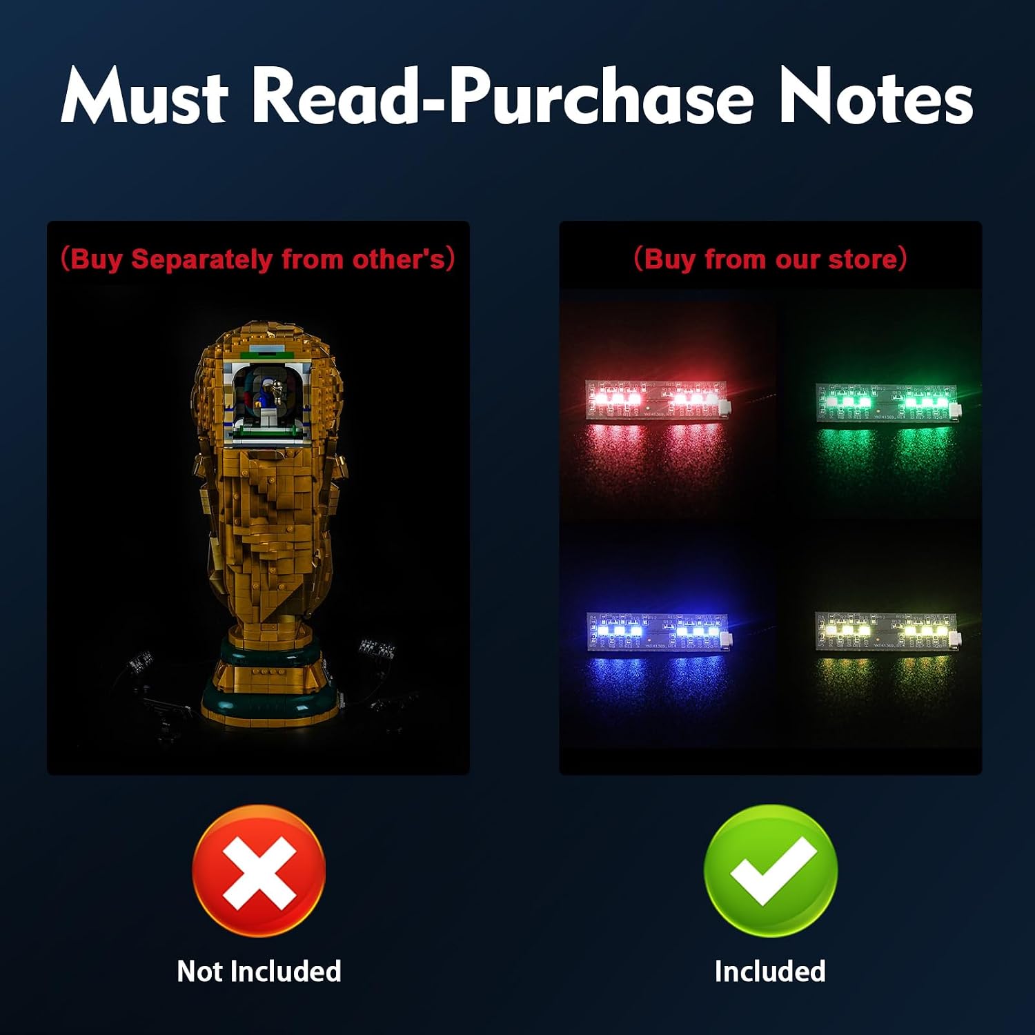 KIT LUCE LED CON TELECOMANDO COMPATIBILE CON LEGO 43020 FIFA World Cup ...