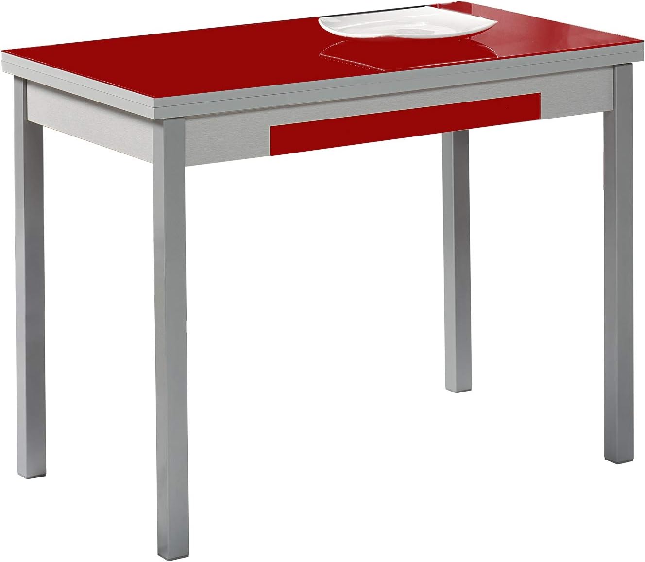 ASTIMESA Ali di Cristallo Tavolo da Cucina, Metallo Vetro Legno, Rosso, 90x50cm