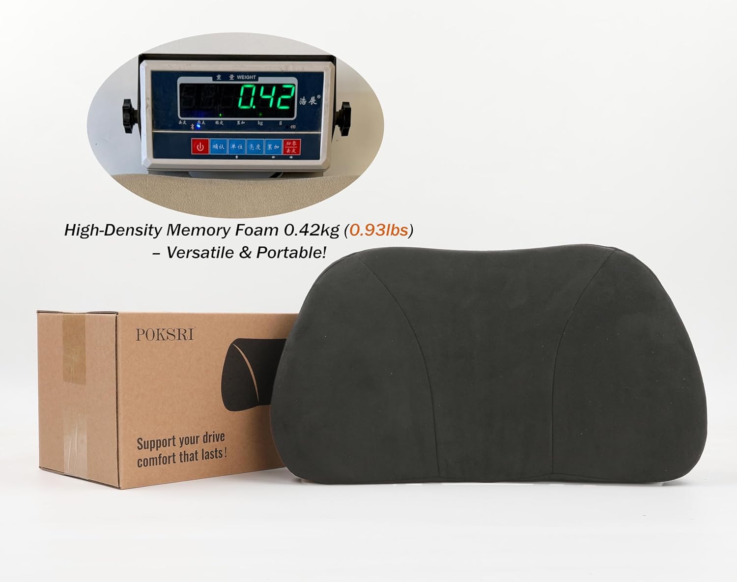 Cuscino Lombare Auto in Schiuma Memory, Nero - immagine 6