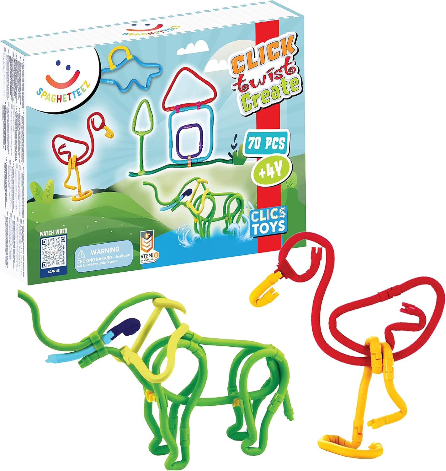 Spaghetteez Giocattoli Antistress Flessibili 70pz - immagine 1