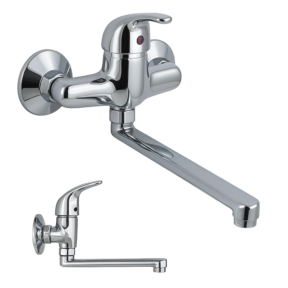Rubinetto a Muro per Lavello con Erogazione Orientabile
